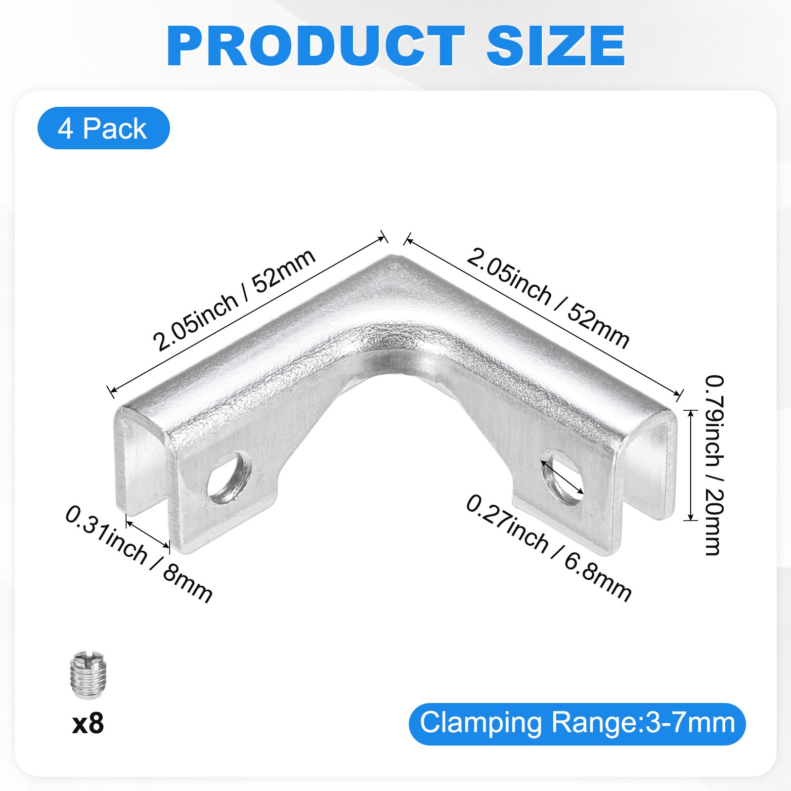 4 PCS 3-7mm Glass Fixing Clip L-Shaped Glass Combination Fixing Bracket