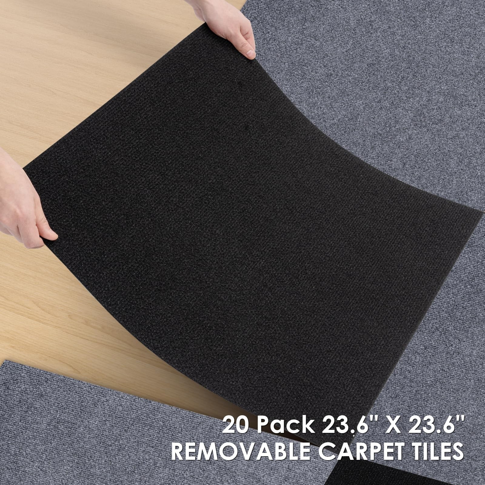 Vallisco Carpet Tile 20 Pack 24 X 24 Self Adhesive Carpet Floor Tiles Anti-Slip