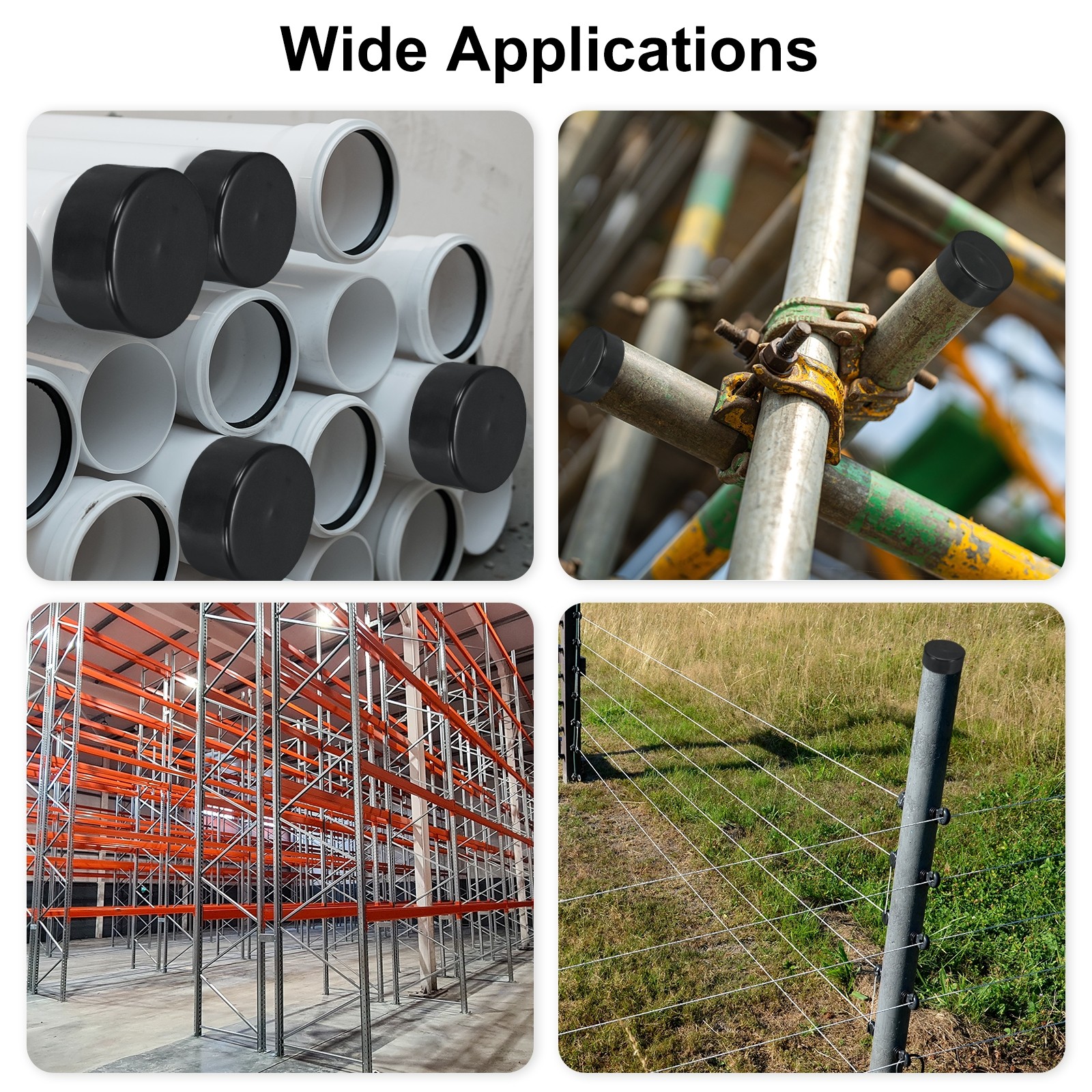 225mm (8 7/8″) ID Rubber End Caps Pipe & Fence Post Protectors Deep Gray