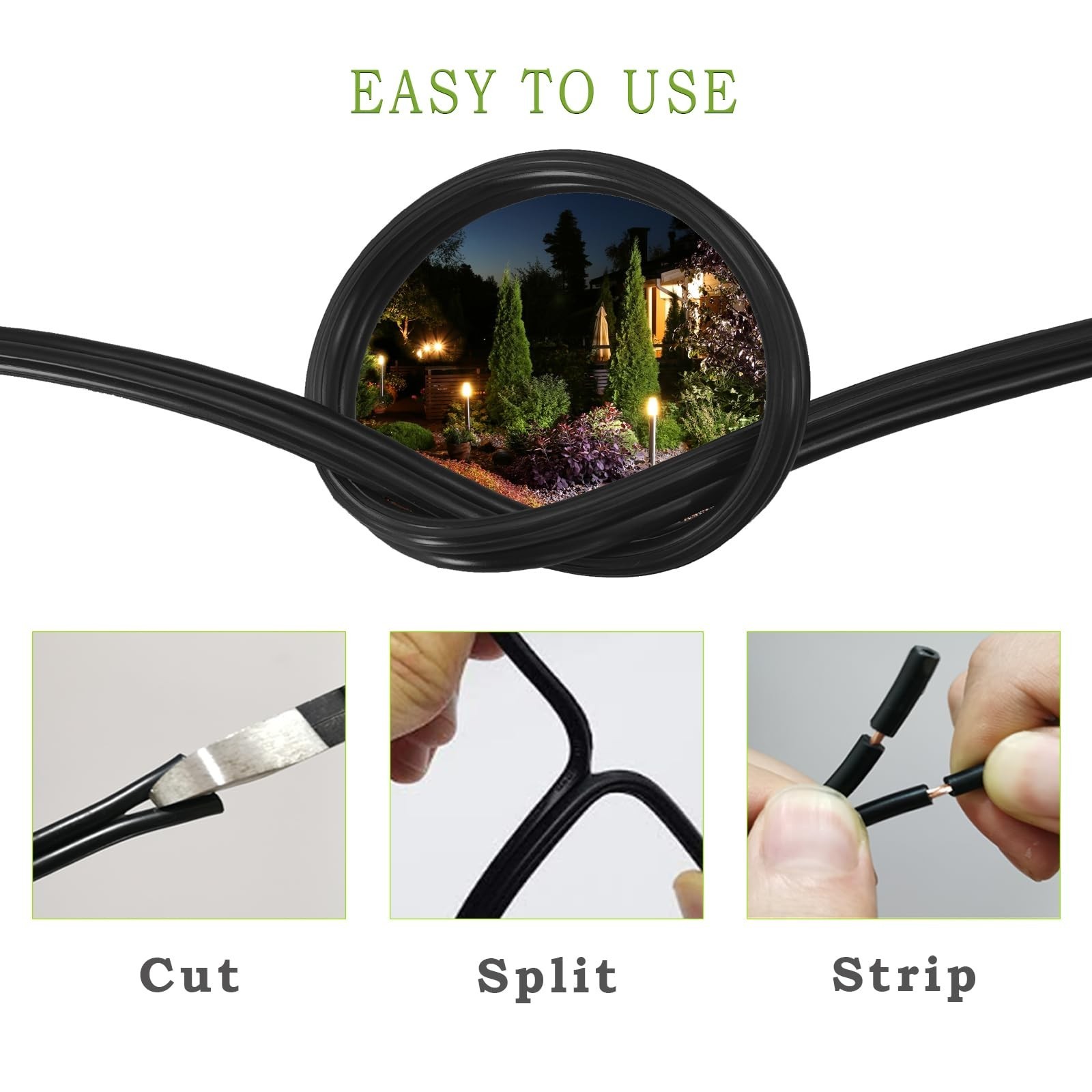 Cableague 16/2 Voltage Landscape Lighting Wire – 200ft 16AWG 2-Conductor