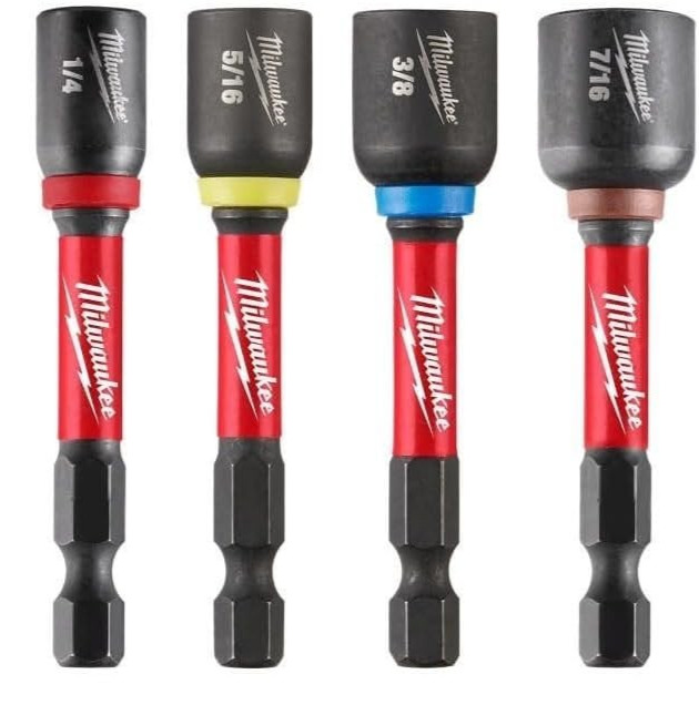 Milwaukee 49-66-4566 4-Piece 2-9/16″ Magnetic Nut Driver Set Shockwave