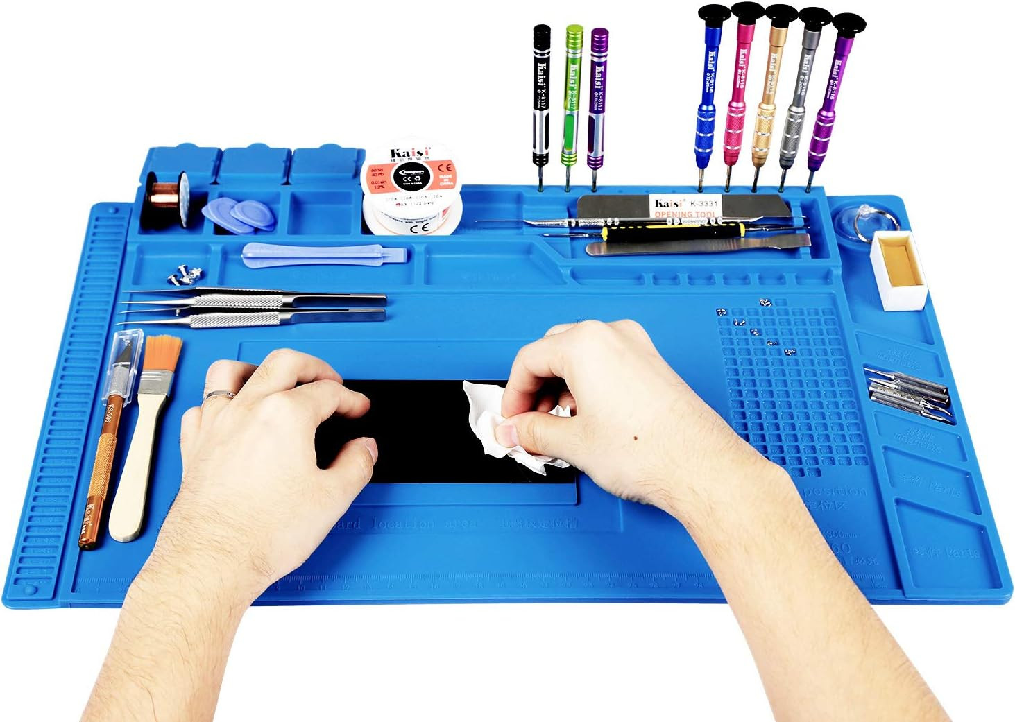 Heat Insulation Silicone Repair Mat with Scale Ruler and Screw Position for Sold