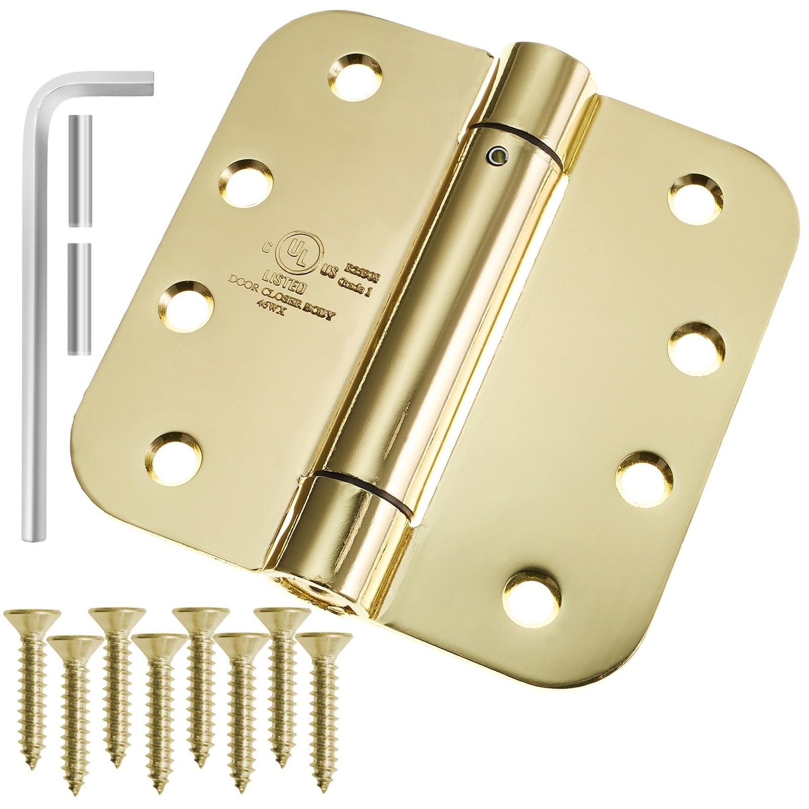 Cauldham (2 Pack) Heavy-Duty 4″ Self-Closing Spring Door Hinge with 5/8″ Radi…