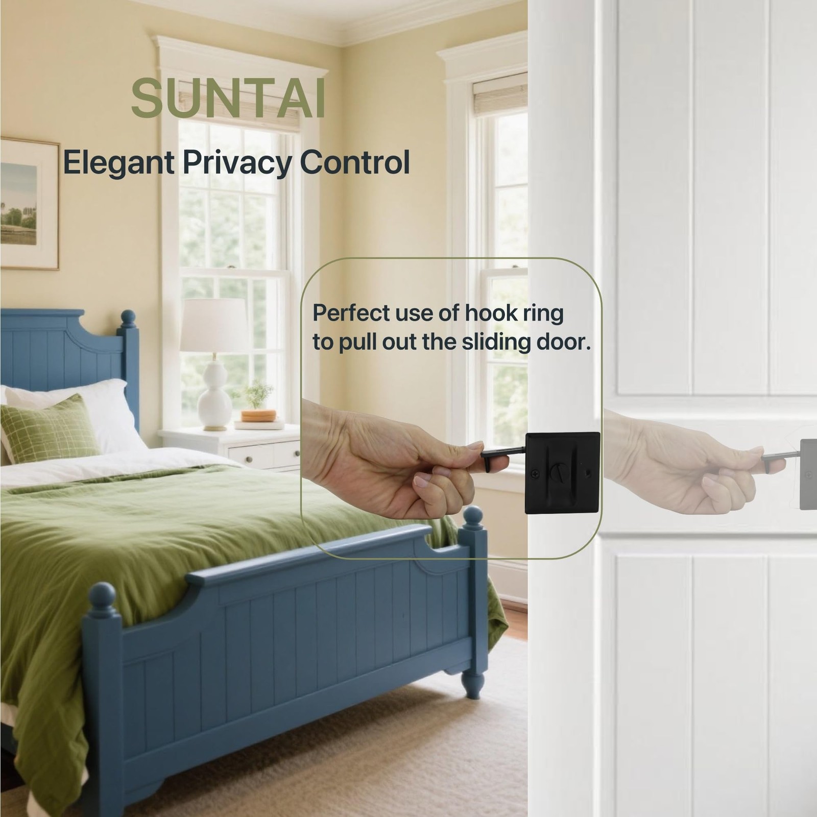 Privacy Sliding Door Lock with Pull, Solid Brass Pocket Door Privacy Lock, 2-…