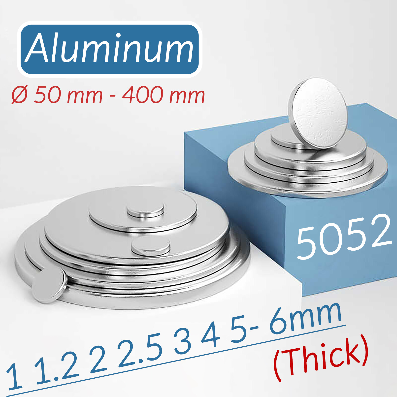 Round Aluminum Sheet Disc Plate 1/1.2/2/2.5~6mm Thick Aluminium Discs 50~400mm