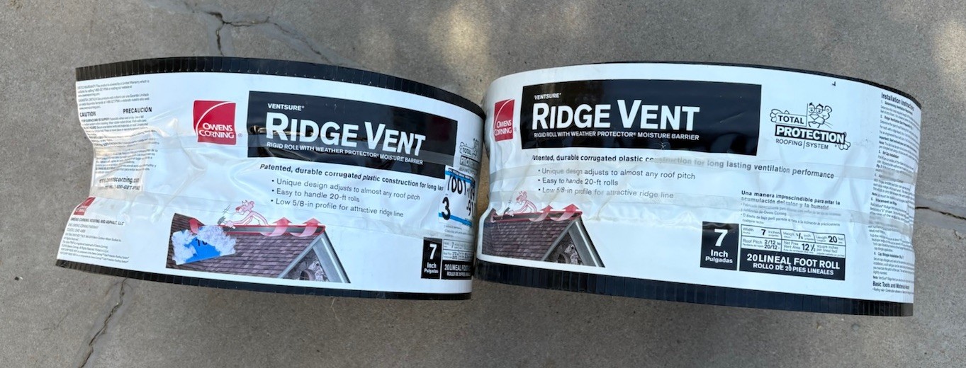 Owens Corning VentSure 7 in. x 20 ft. Ridge Vent Rigid Roll Weather Protector 2