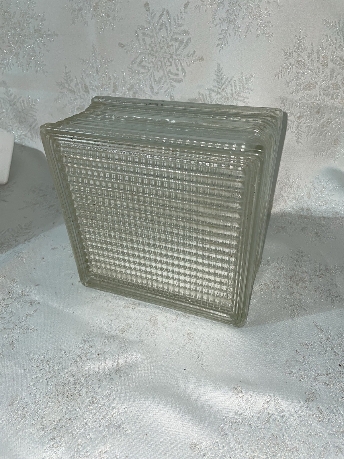 Vintage Architectural Glass Block Ribbed Reclaimed 7 3/4″ L X 7 3/4″ W 3 7/8″ T