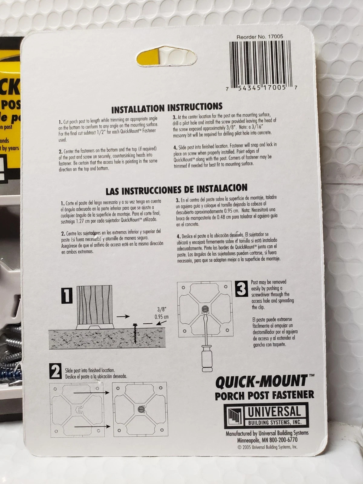 5” Quick-Mount Porch Post Fastener Universal Building Systems, Inc.