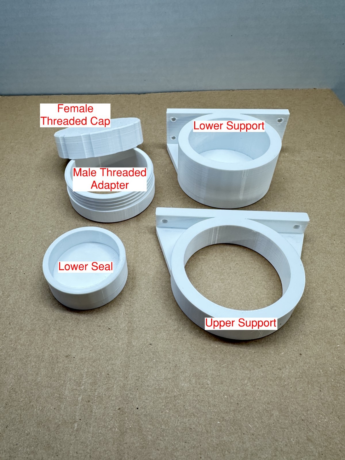 2″ PVC Wall Mount + Screw-on Lid + Bottom Support – NEW!
