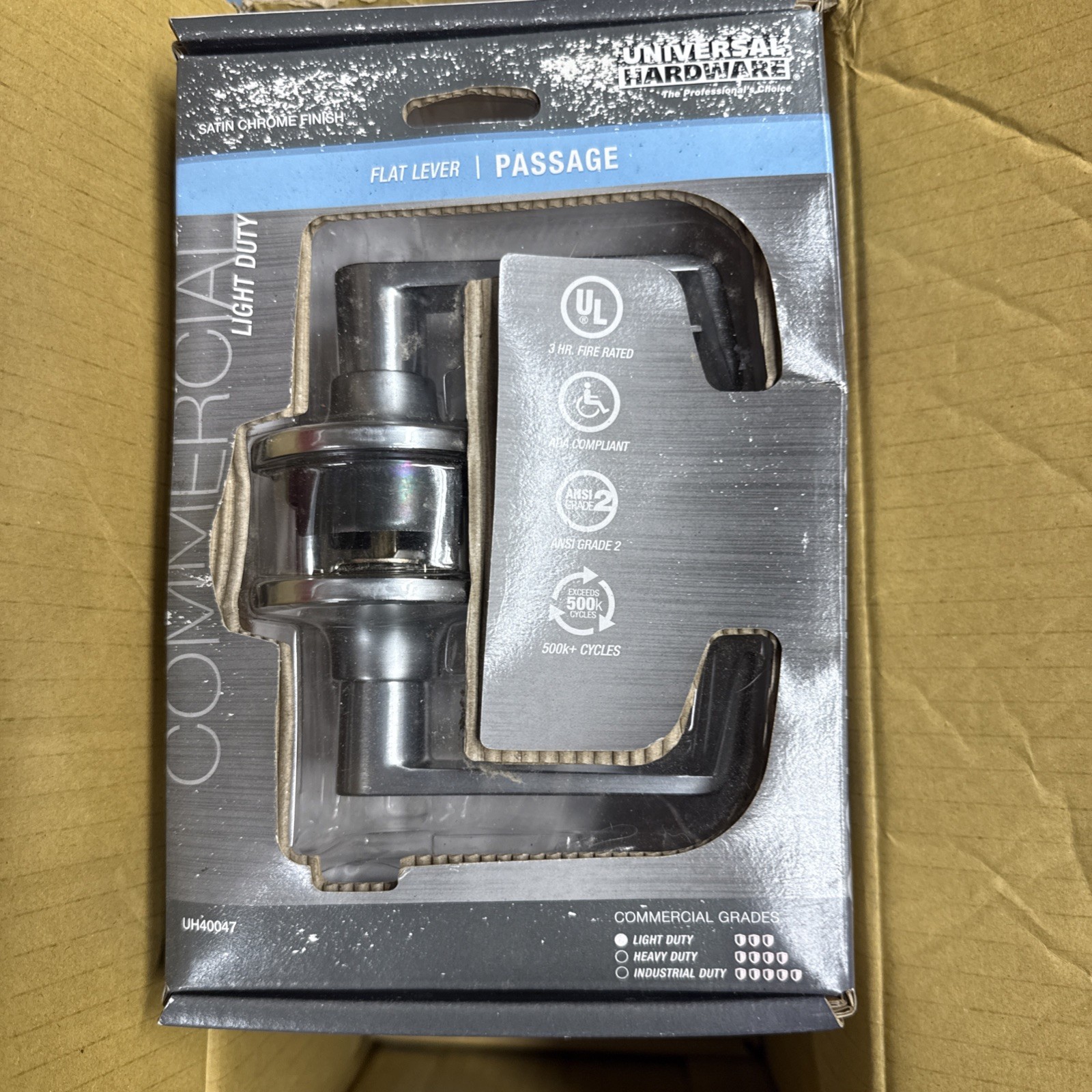 Universal Hardware Commercial Flat Lever Passage In Satin Chrome UH40047