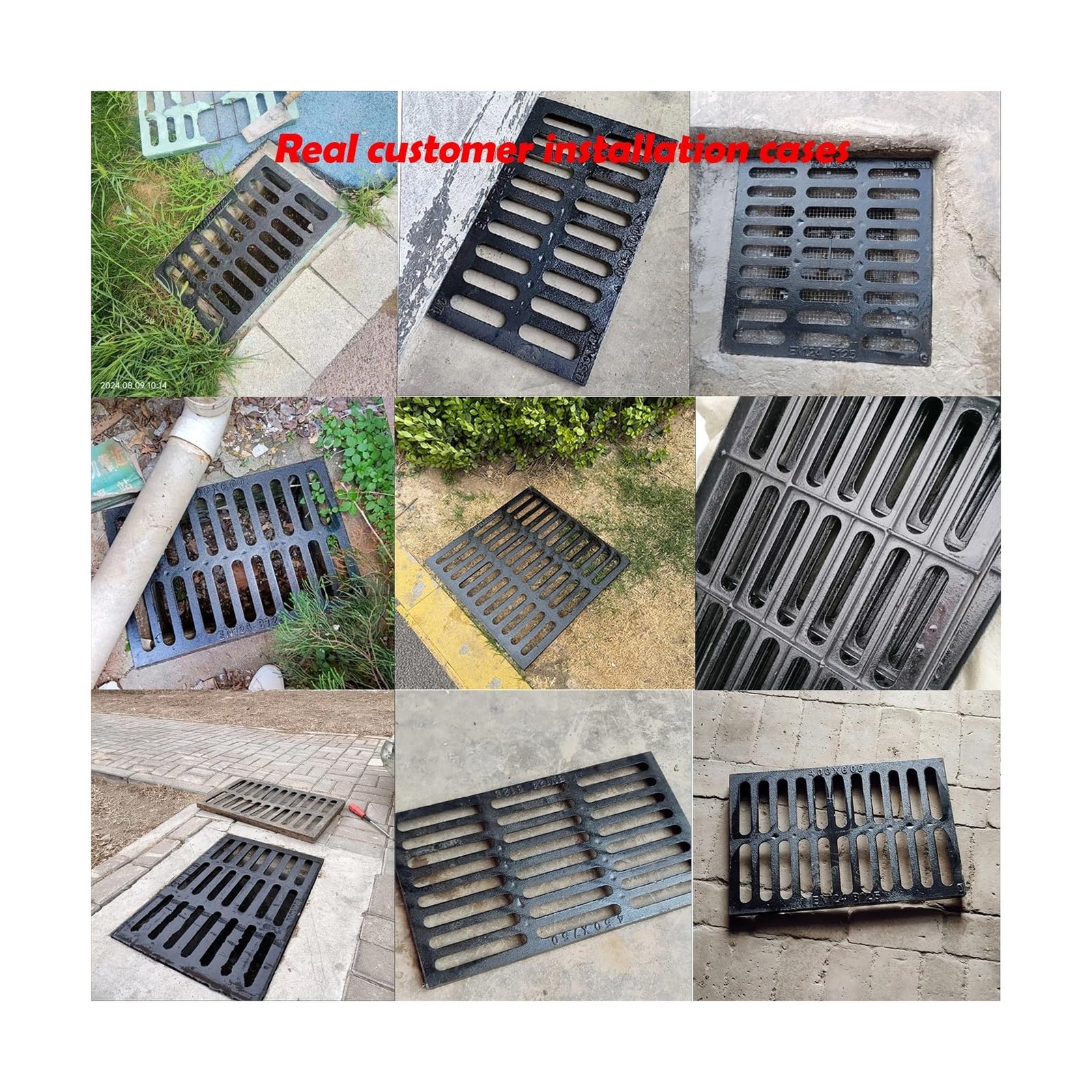 Cast Iron Drain Grate, 24 * 24in Outdoor Drain Cover, B125 Class Ductile Iron…