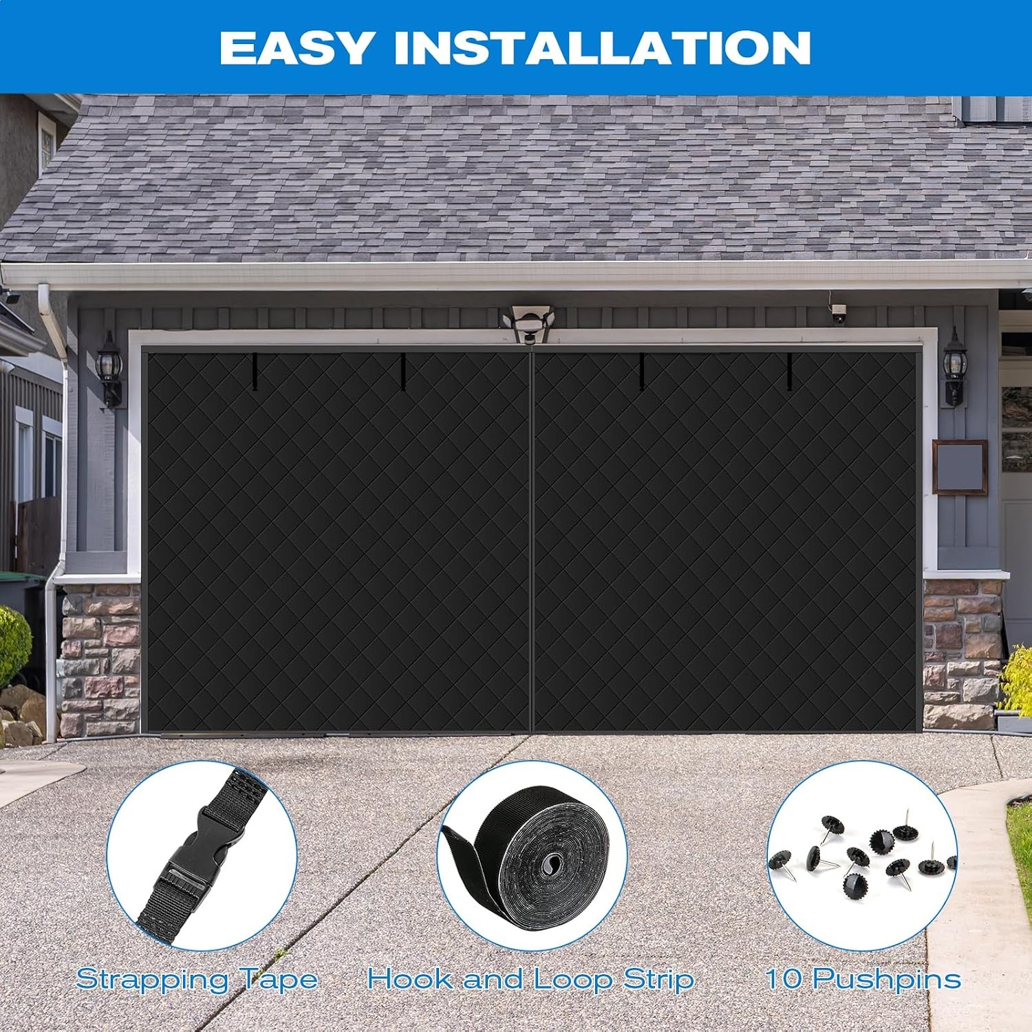 Magnetic Garage Door Curtain 9x7ft Insulation Kit Thermal Insulated