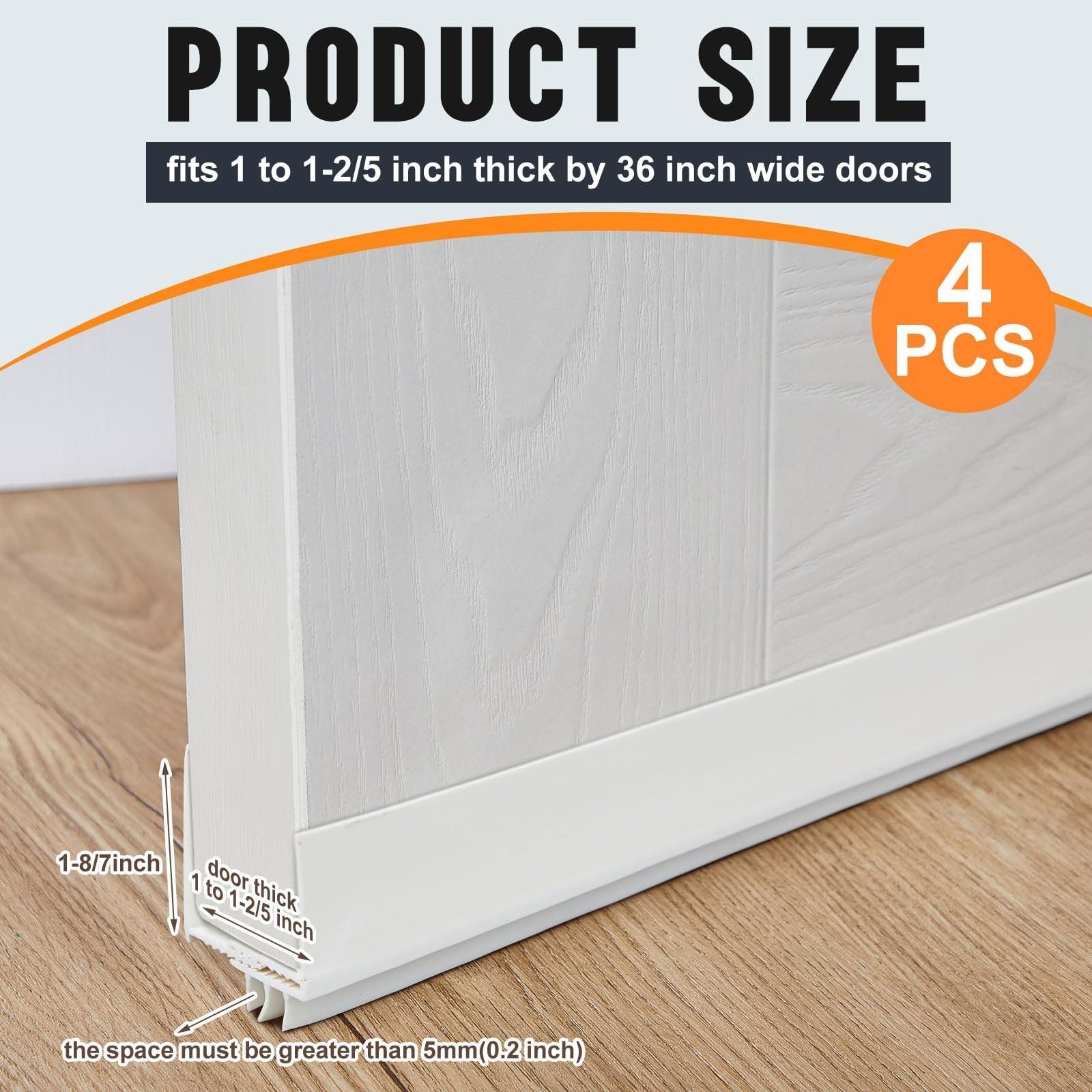Pickmesh 4 Pcs 36 Inch Adjustable Storm Door Sweep for 1 to 1-2/5 in Bottom S…