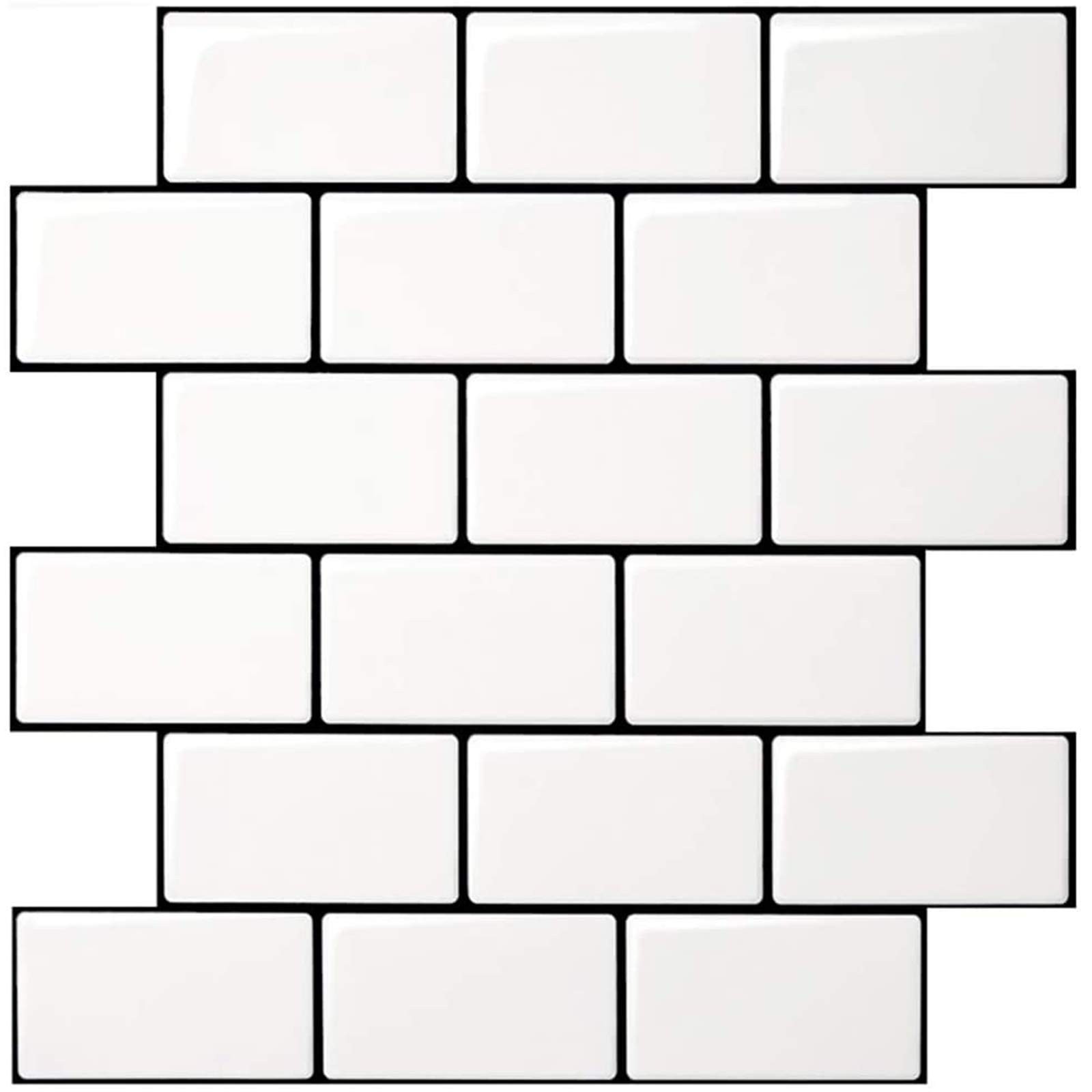 Art3d Peel and Stick Backsplash for Kitchen White 10, With Black Grout