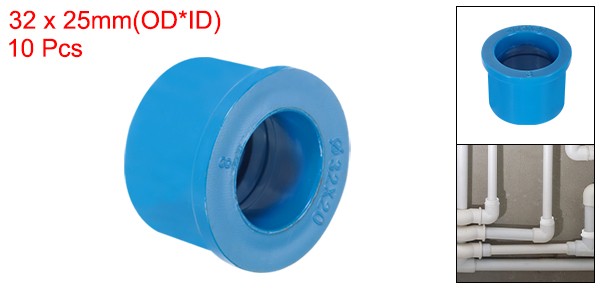 10 Pcs PVC DWV Reducer Bushing 1″ x 3/4″ (Socket x Socket) Connector Blue