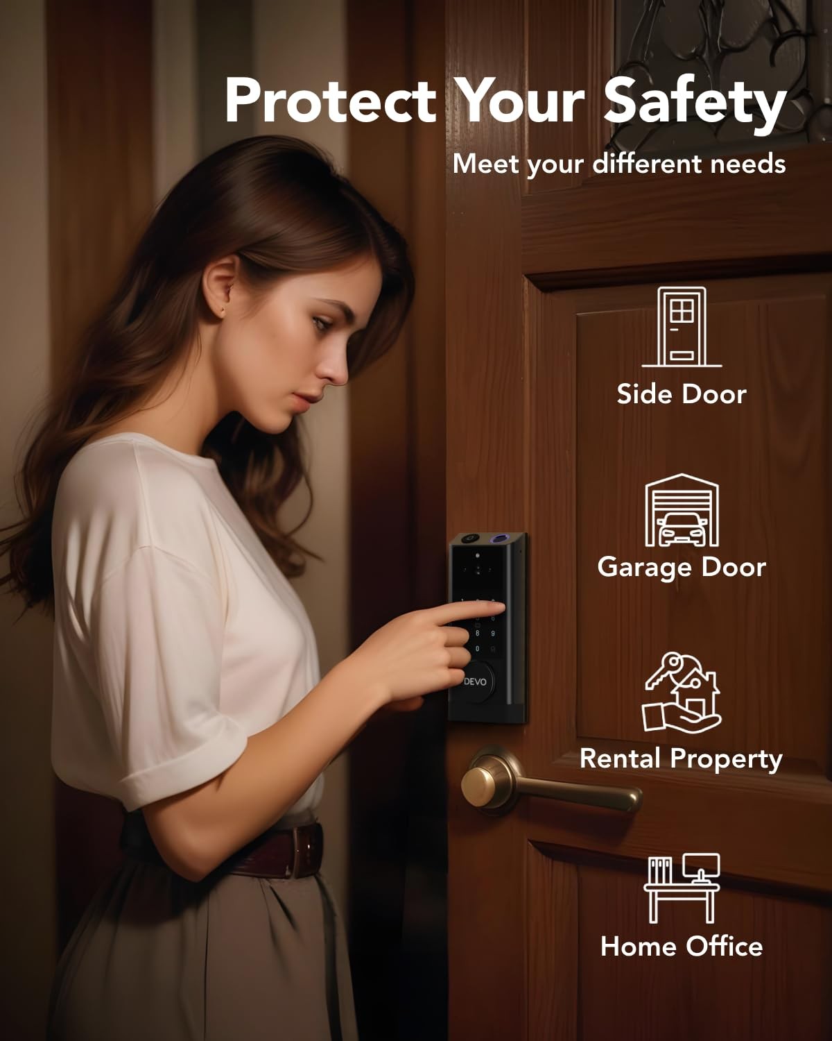 Devo G1 Video Smart Lock with Camera&Doorbell,App Remote Door Modern Black