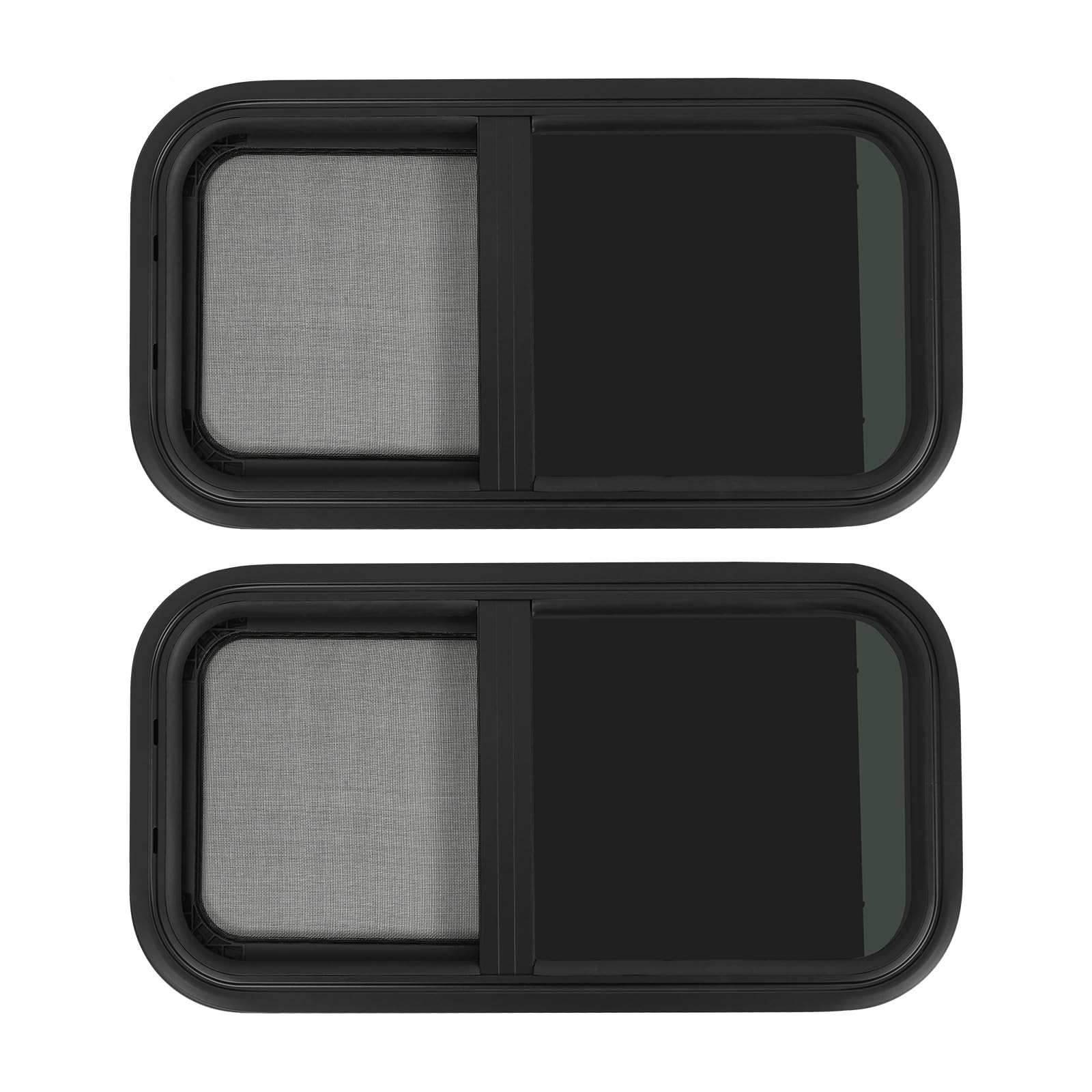 Vertical Slide RV Window 12×24 Aluminum Tempered Glass Screen Trim Rings