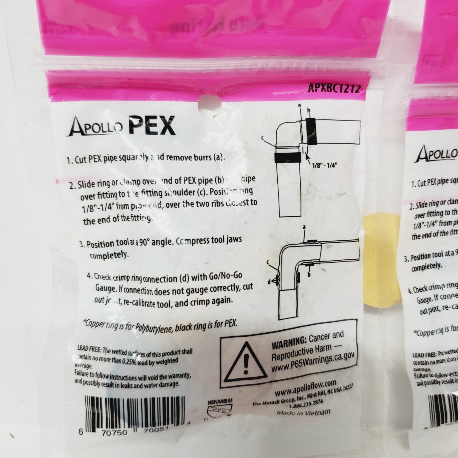 Apollo PEX Polybutylene Adapter 1/2″ x 1/2″ Barb Fitting Lot of 2 Lead Free