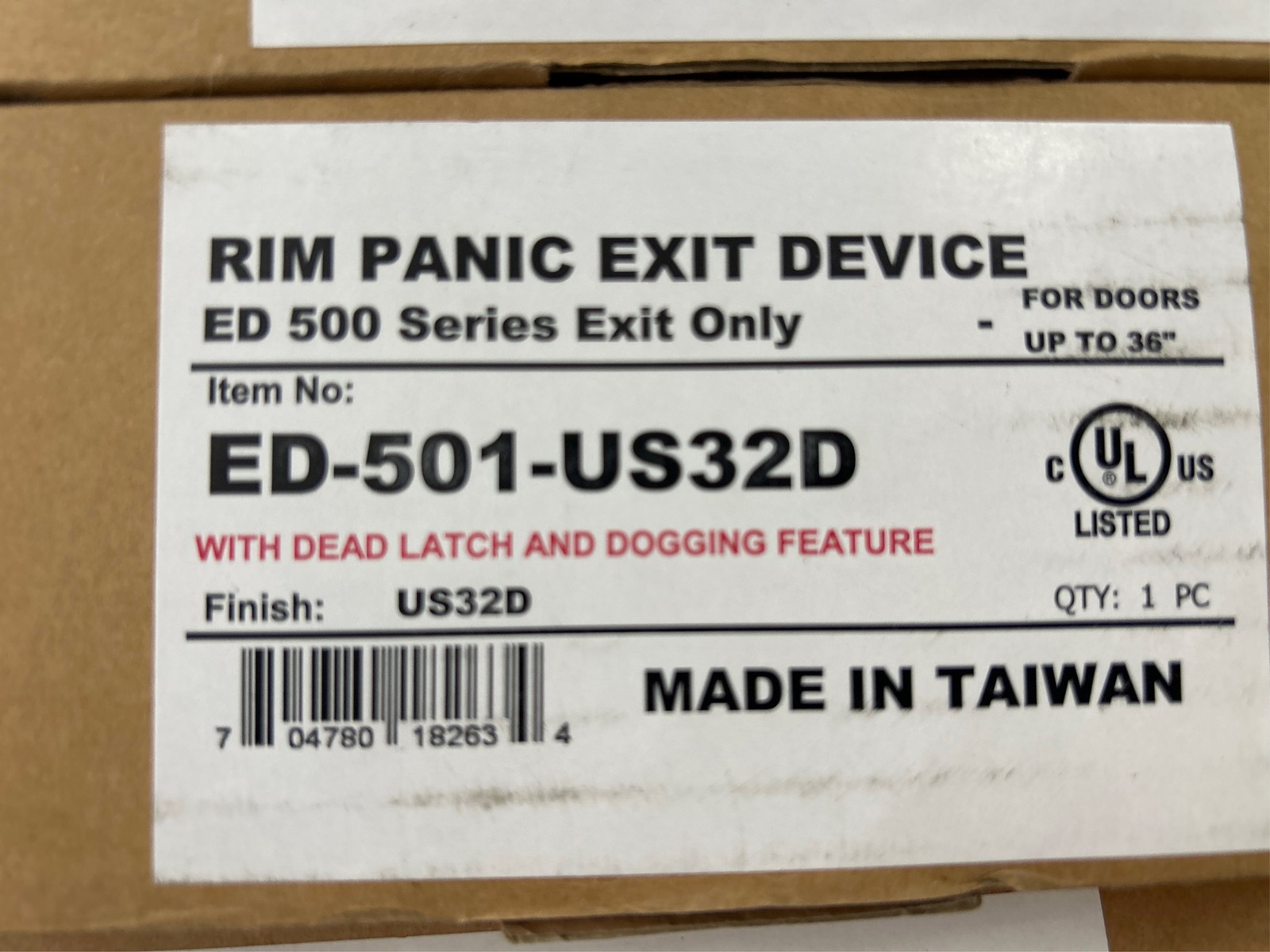 Trans-Atlantic Co 500 Series 36-in Steel Universal Reversible Rim Exit Device