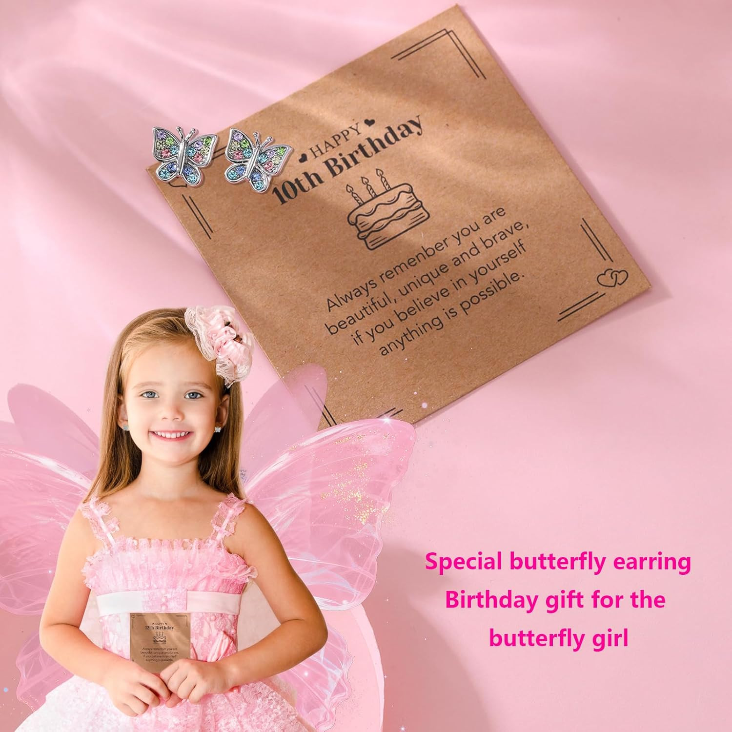 Crystal Butterfly Earrings for Girls 6Th 7Th 8Th 9Th 10Th 11Th 12Th 13Th 16Th 18