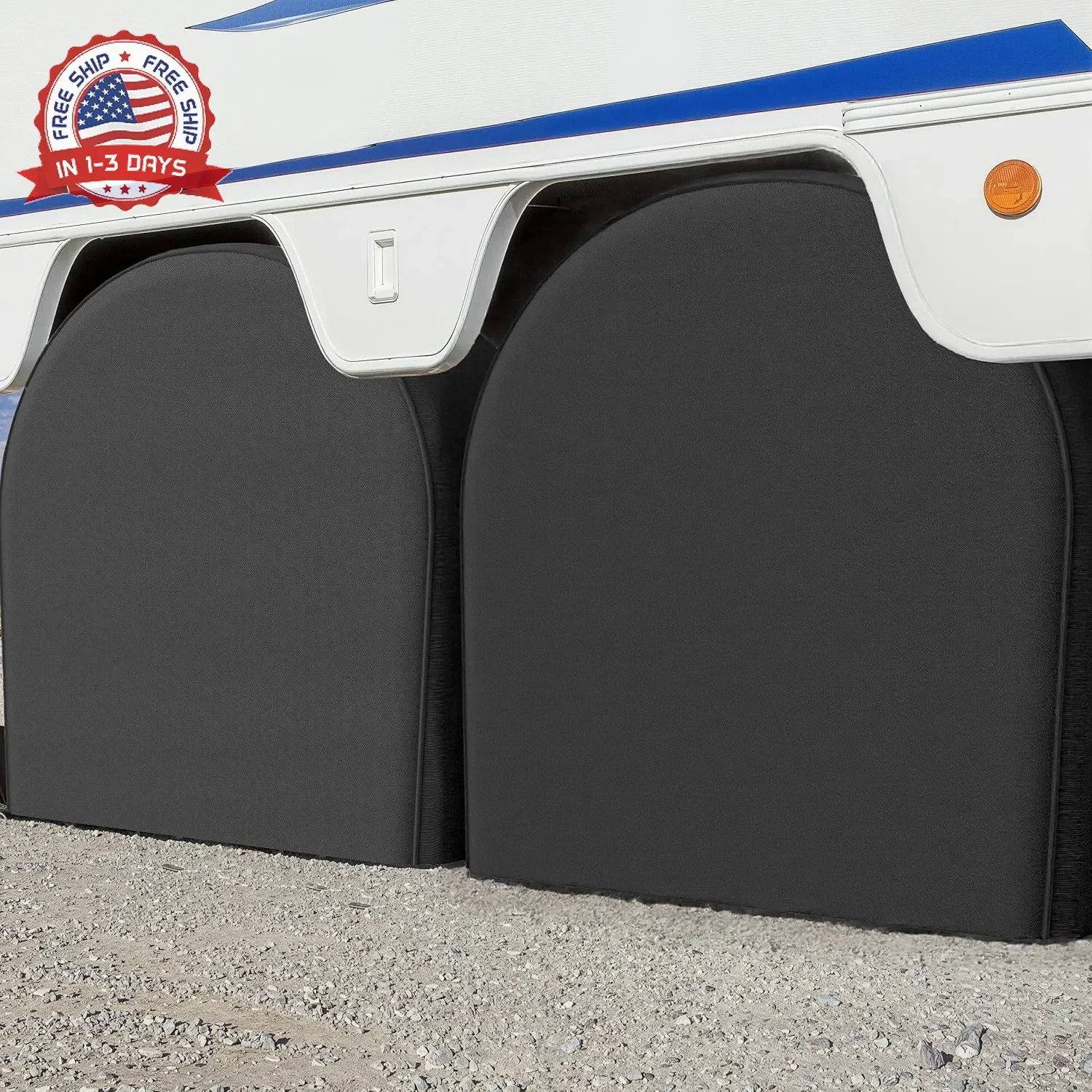eletecpro RV Tire Covers Set of 4 with Waterproof Coating and Heavy Duty 600D Ox