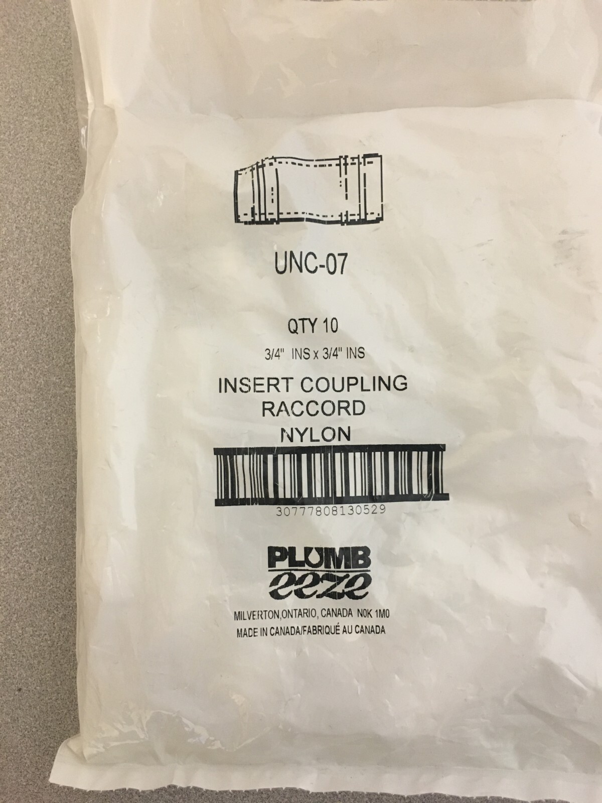 Boshart Industries UNC-07 3/4″ Insert in. X 3/4″ D Insert Nylon Coupling 10pk