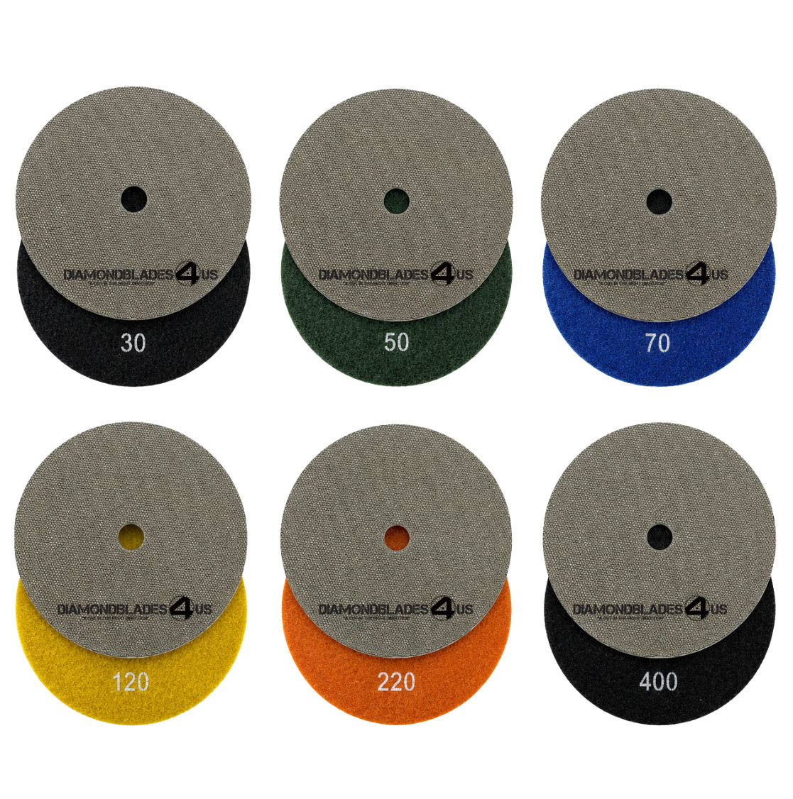 Pro 7″ Electroplated Diamond Polishing Pad Set – 30, 50, 70, 120, 220 & 400 Grit