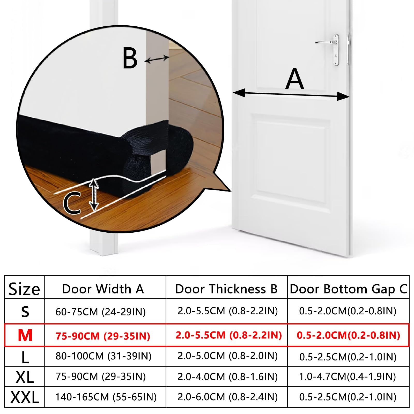 Door Draft Stopper for Doors 29-35″ No Adhesive Draft Stopper for Bottom of D…