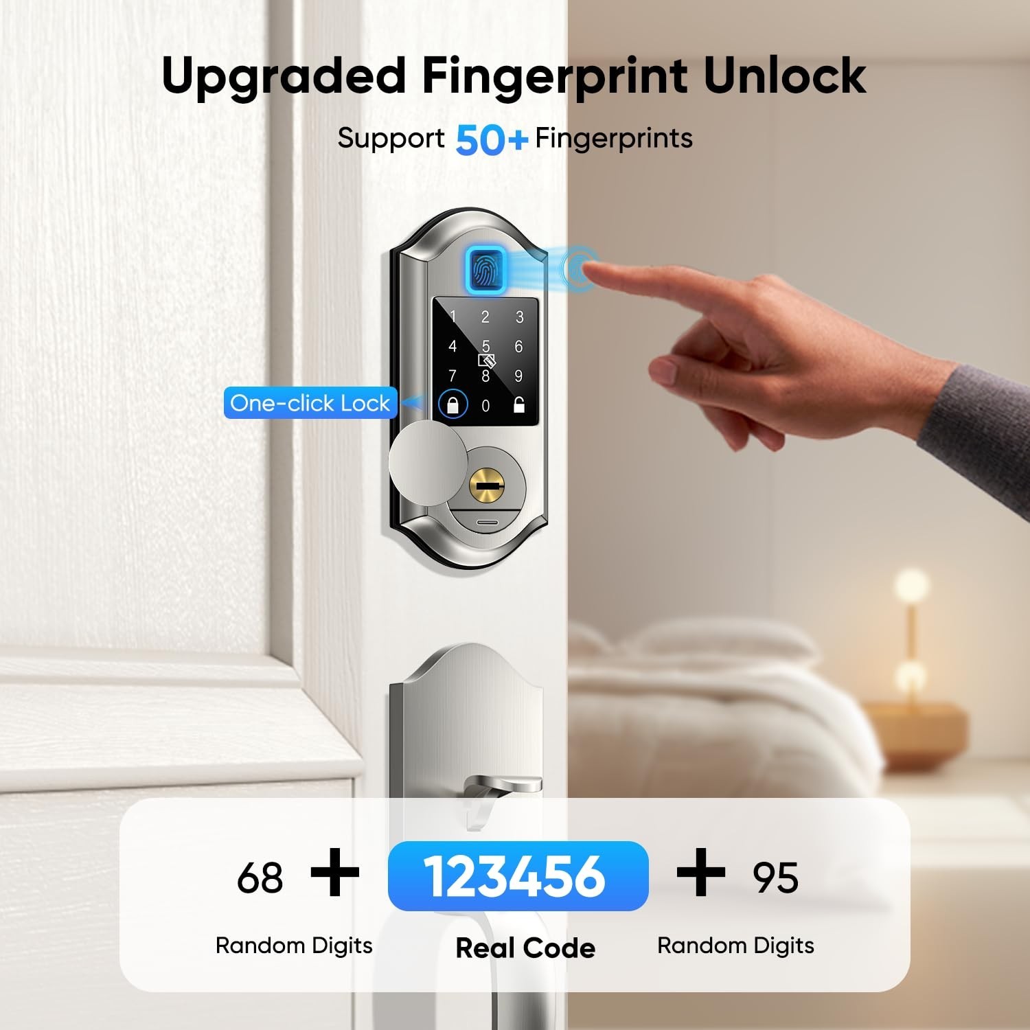 Fingerprint Smart Front Door Lock Set, Keyless Entry Door Lock with Handle, S…