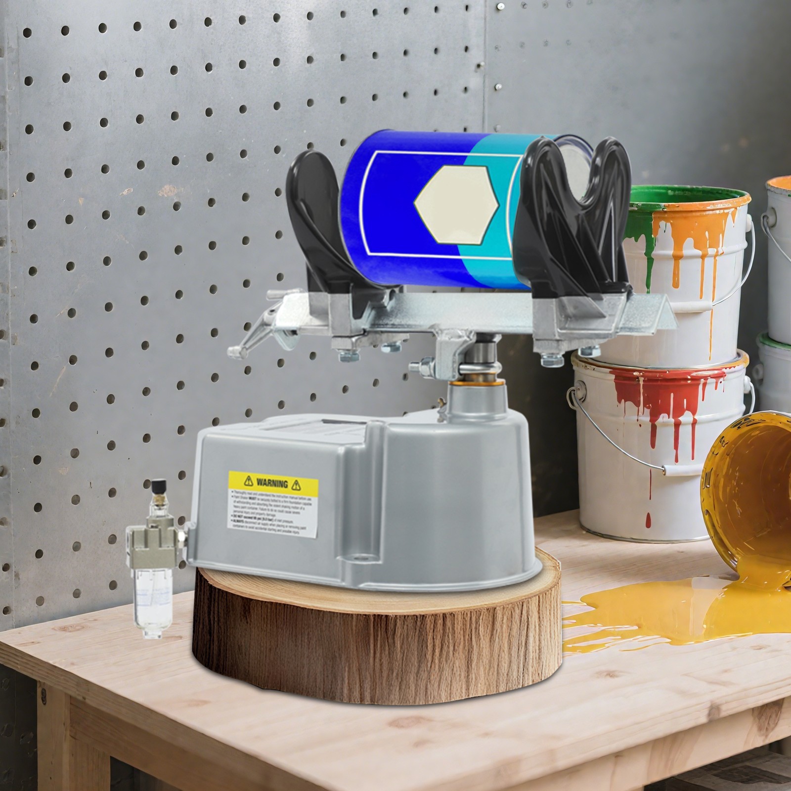 Paint Shaker Mixer Air Operated Pneumatic Paint Can Shaker With Adjustable Clamp
