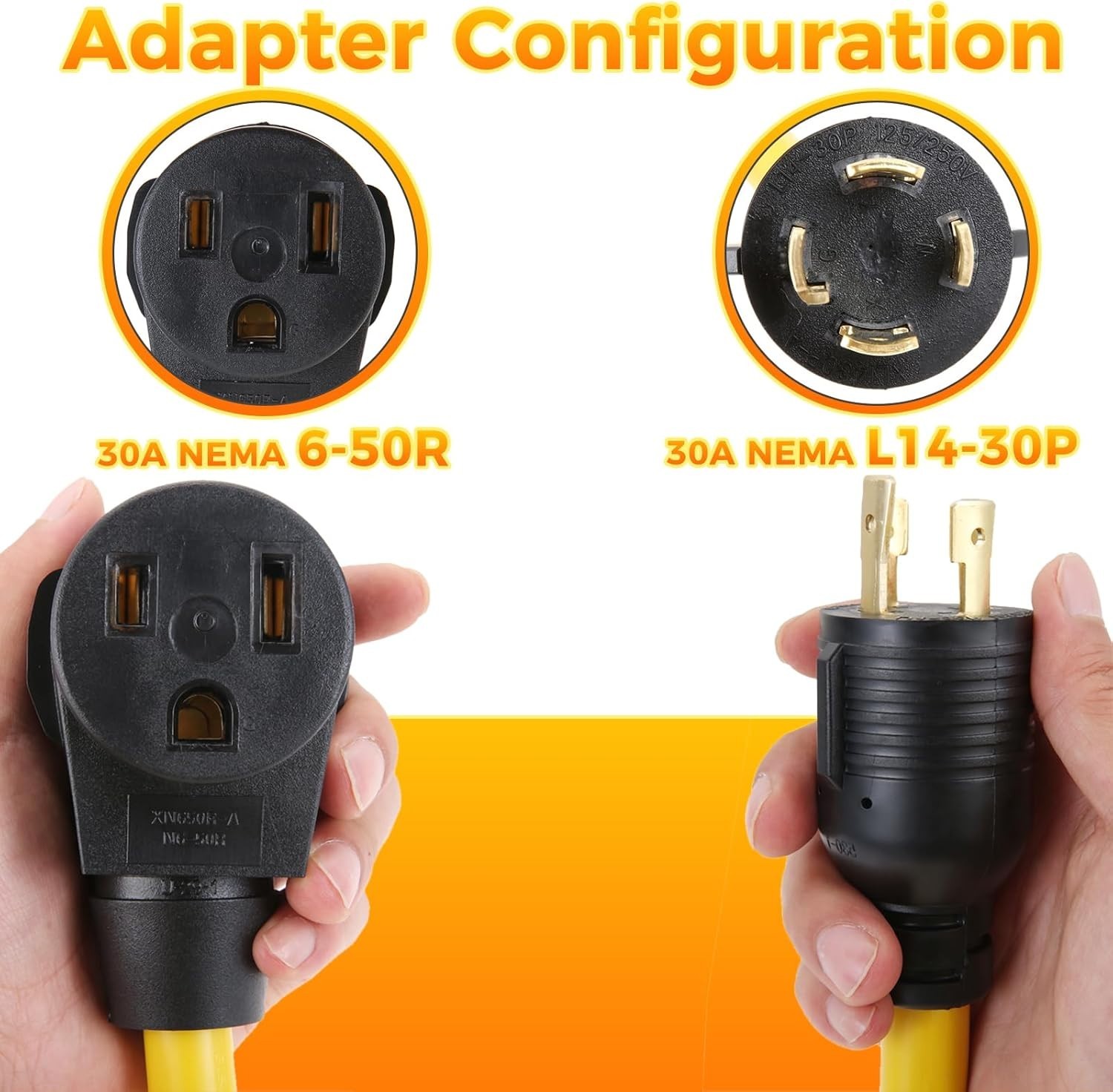 1.5Ft Nema L14-30p To 6-50R Generator Welder Adapter Plug Cord, 4 Prong To 3 Pro