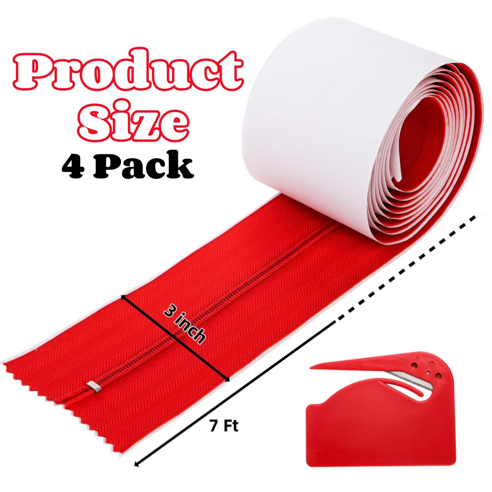 Dust Barrier Zipper Door Kit 7ft Self Adhesive Zipper Dust Protector
