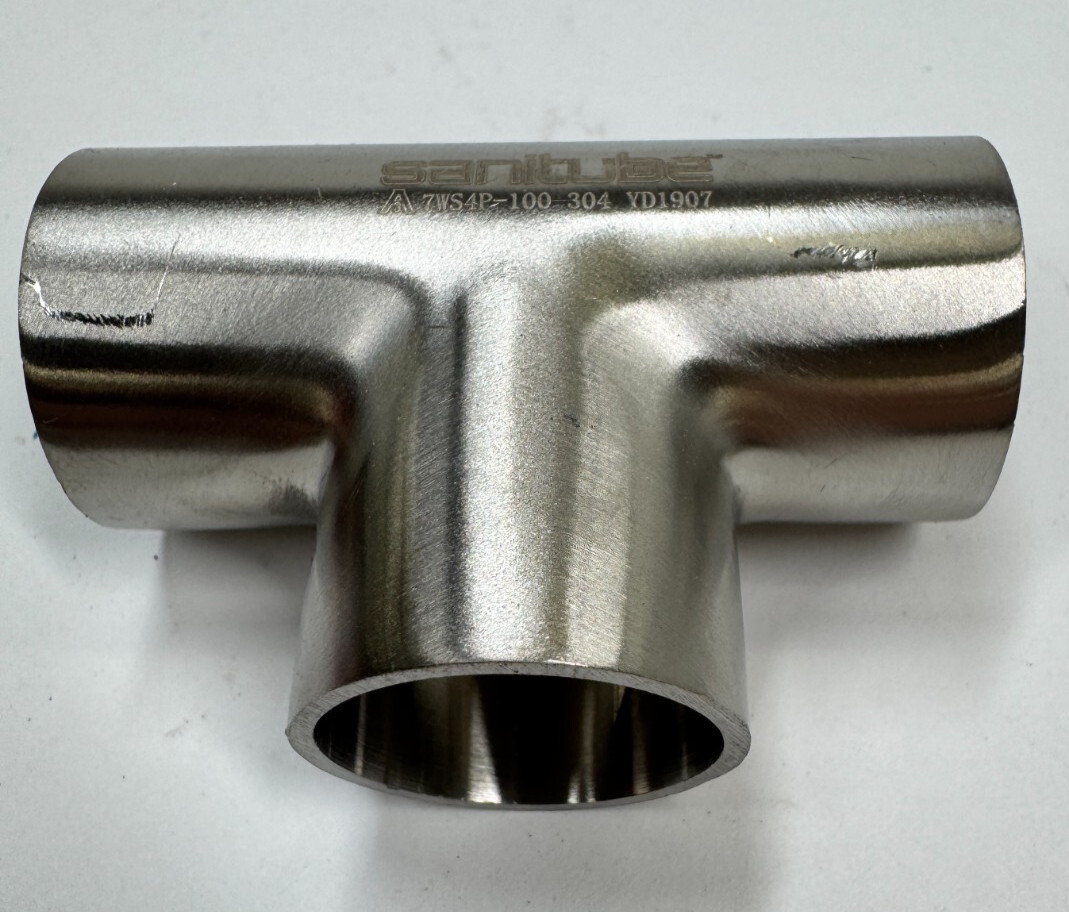 SANITUBE 7WS4P-100 1″ Polished Short Tee 304 Stainless Steel Sanitary Fitting