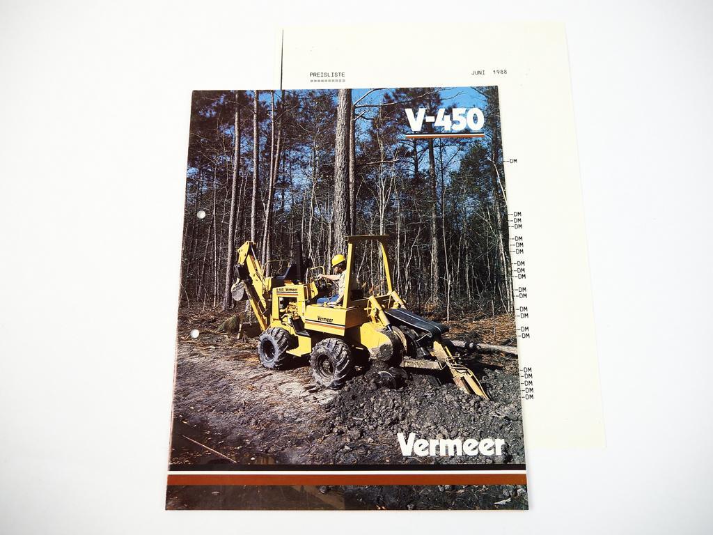 Brochure Vermeer V450 trencher Steinbrück 1986 + price list