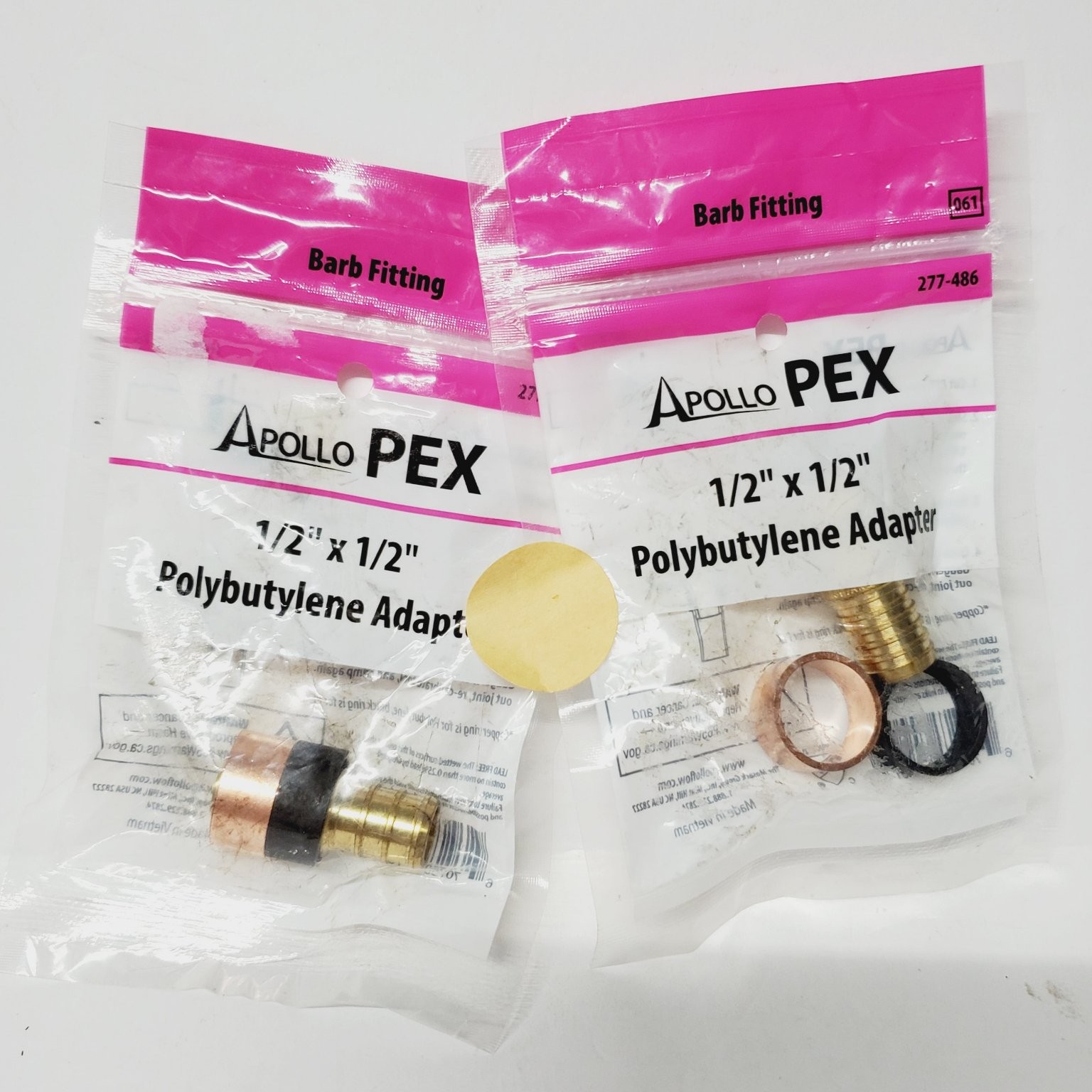 Apollo PEX Polybutylene Adapter 1/2″ x 1/2″ Barb Fitting Lot of 2 Lead Free