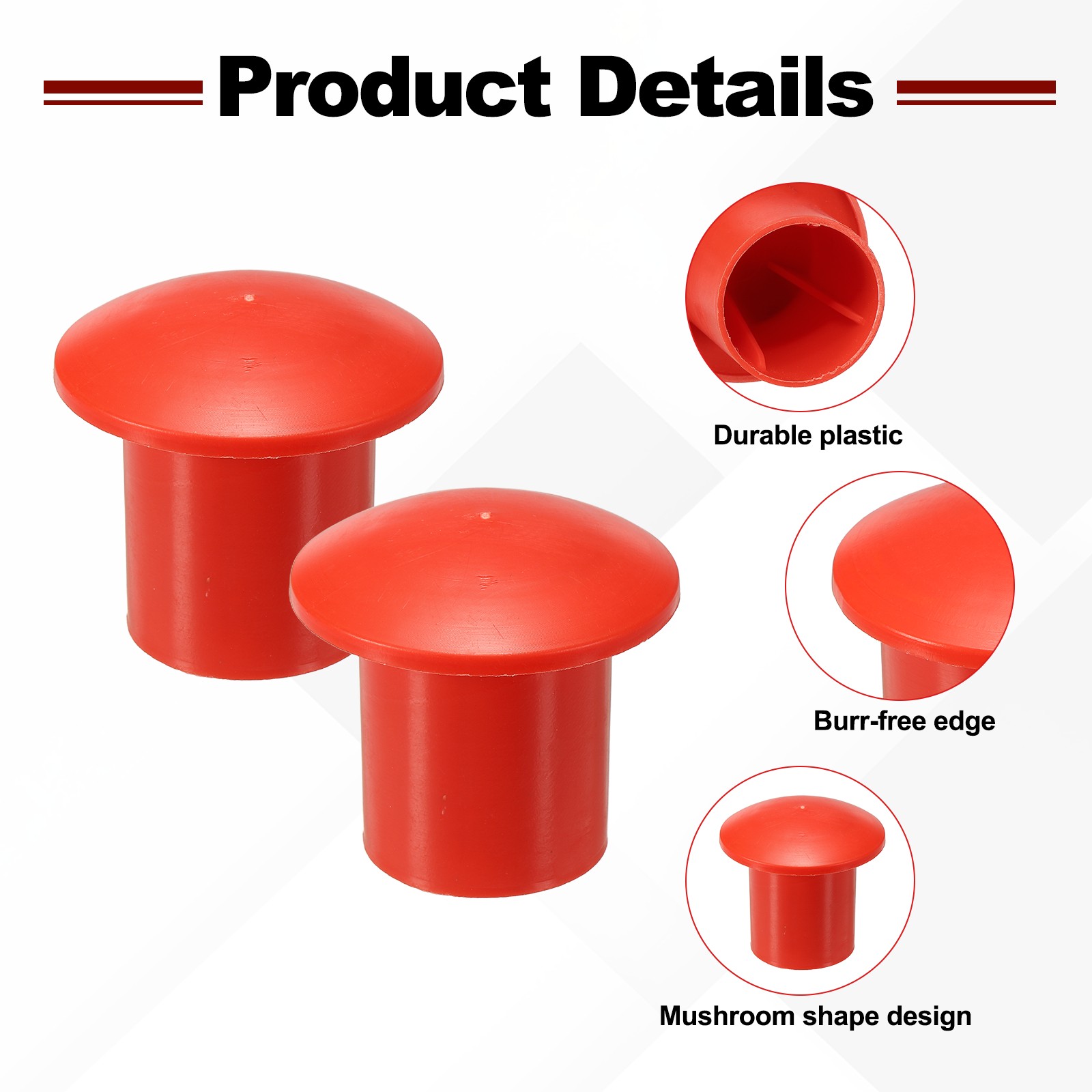 60Pcs Mushroom End Caps Safety Cap Fit 0.79-1.26 Inch Red