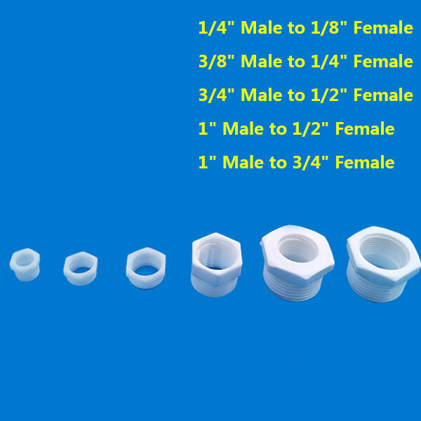 Plastic Pipe Fittings Bushing BSP 1/8″ – 1″ Male x Female Thread Reducer Adapter