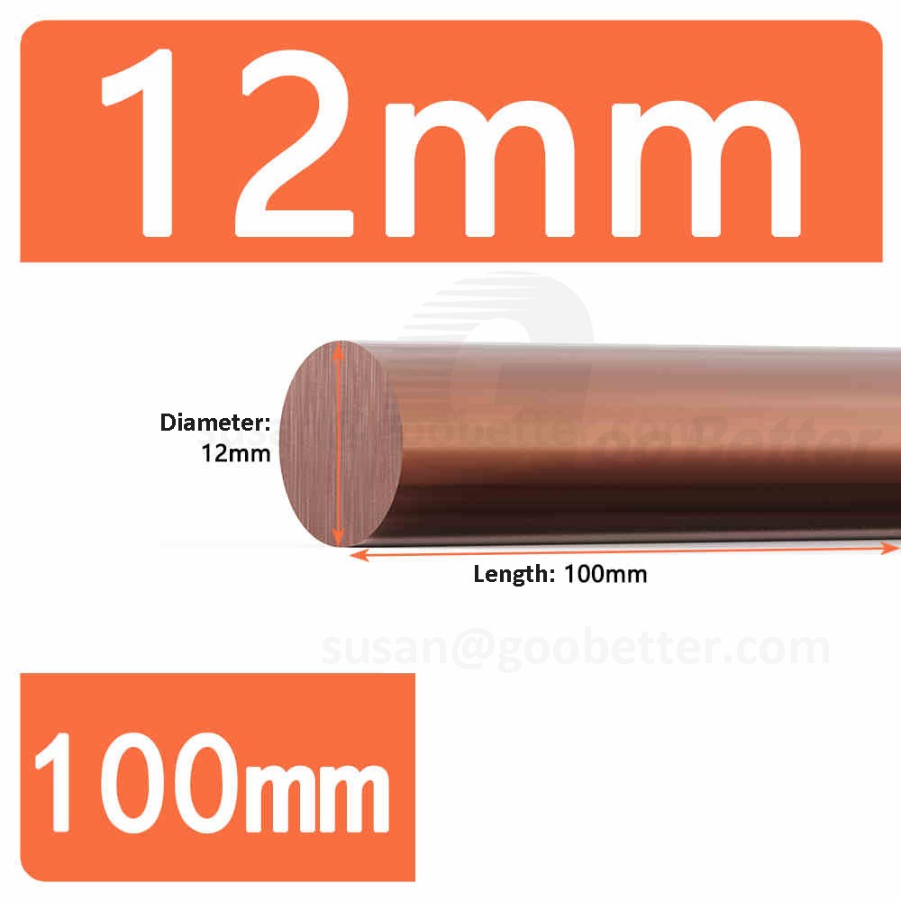 COPPER ROUND BAR ROD 8mm 10mm 12mm 13mm 14mm 15mm 16mm 18mm 20mm 22mm to 65mm