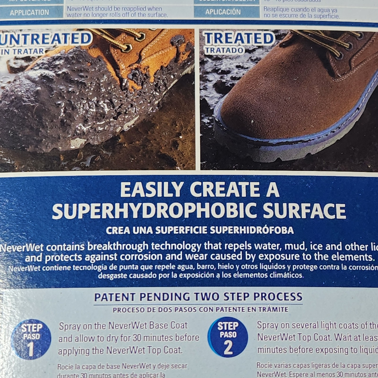 Rust-Oleum NeverWet 18oz Liquid Repelling Treatment 2x-9oz Can Kit Frosted Clear