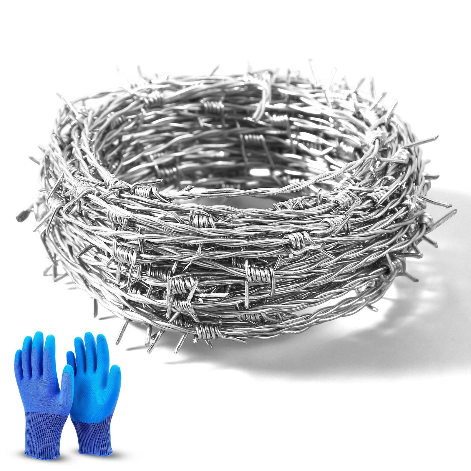 25 FT Roll of Real Barbed Wire Fence | 4 Point | 16 Gauge 25 FT, Silver