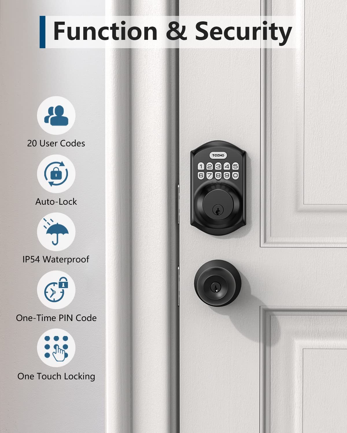 TEEHO TE001 Keyless Entry Door Lock with Keypad – Smart Deadbolt Matte Black
