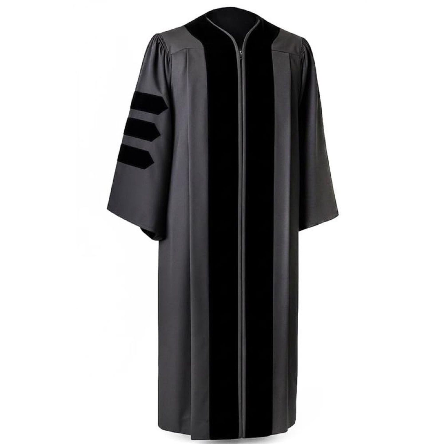 CLERKMANS Unisex Classic Doctoral PhD Graduation Gown 45 (5’0″-5’2″) Black