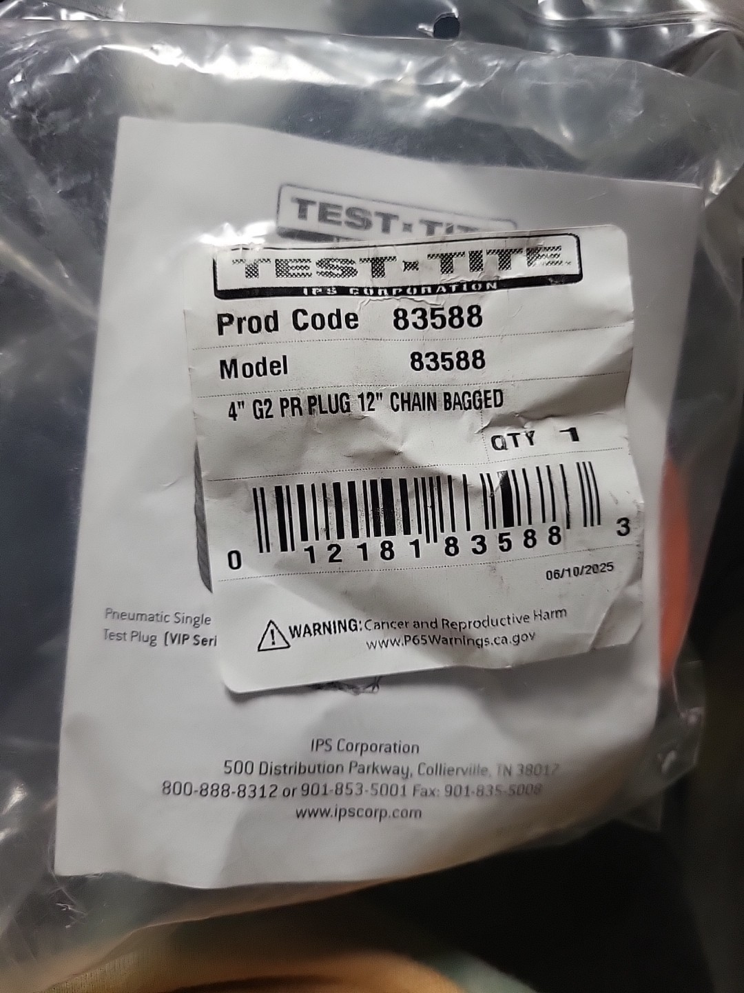 Test-Tite 83588 Pressure Relief Pneumatic Test Plug 4″