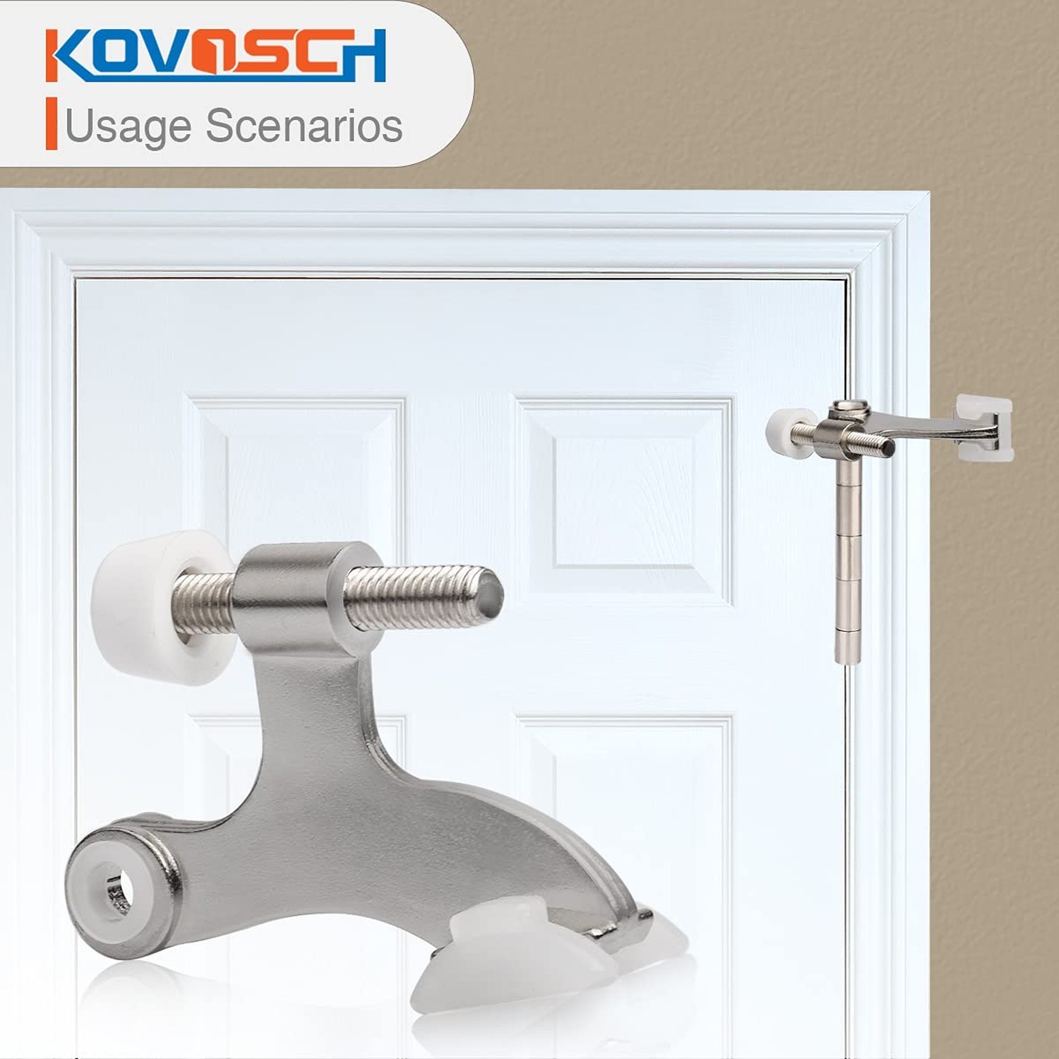 2 Pack Hinge Pin Door Stopper Brushed Satin Nickel – Adjustable Heavy Duty Hi…