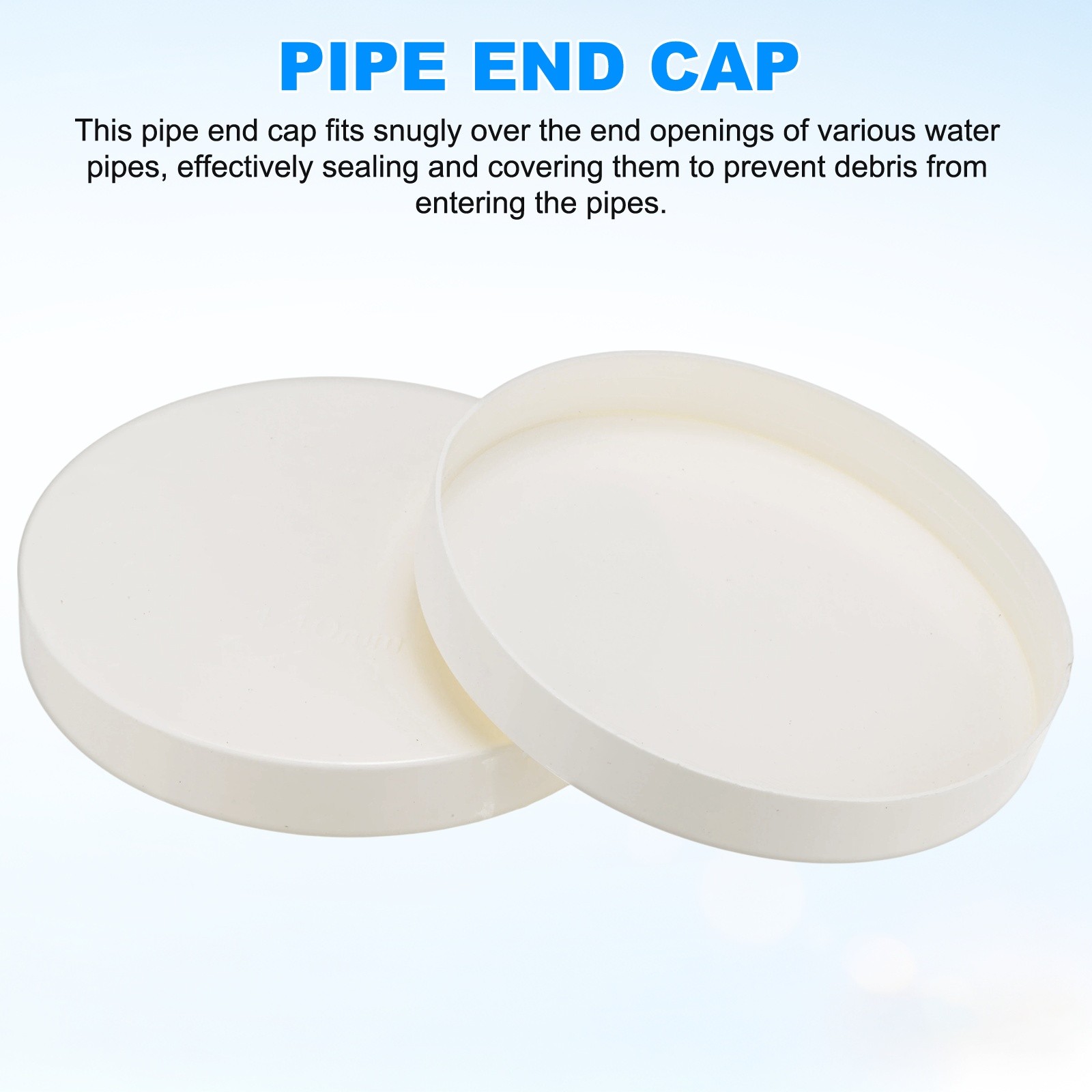 10-Pack PVC Pipe End Cap Plug, 5.5 Inch PVC Plug Coupling Pipe Fitting Socket