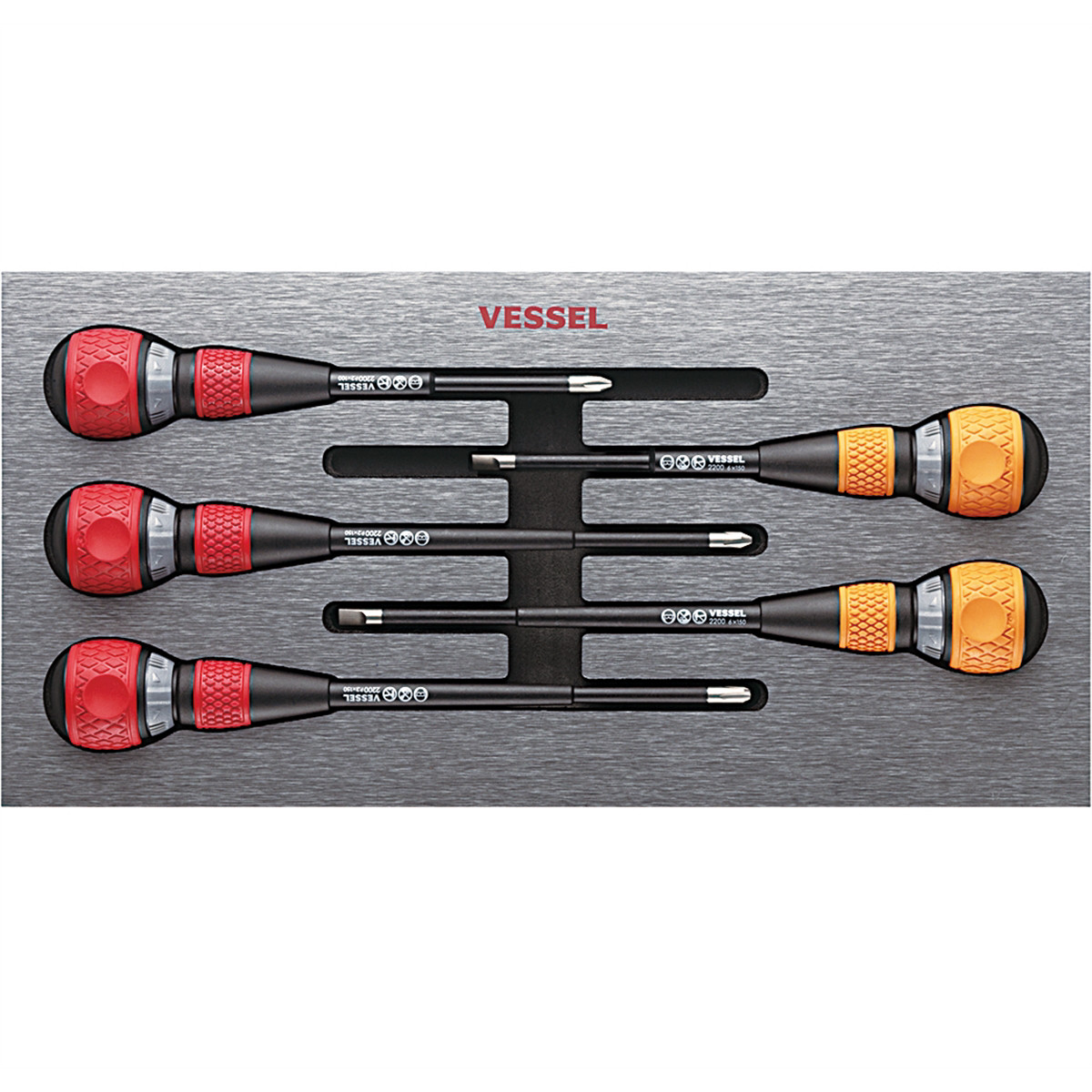 Vessel Tools 2200 Ball Ratchet Screwdriver 5pcs set in EVA FOAM 22005EVA