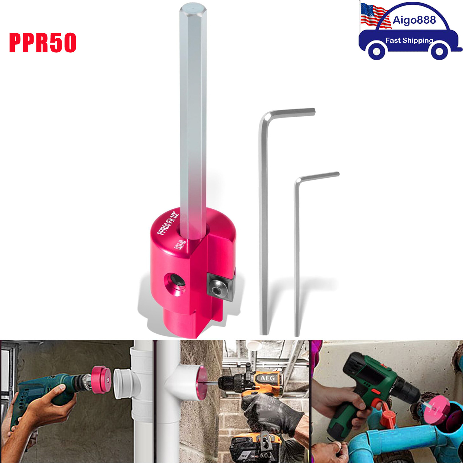 1/2-Inch Head Plastic Pipe Fitting Reamer PVC Fitting Saver Fit for PVC,ABS,CPVC