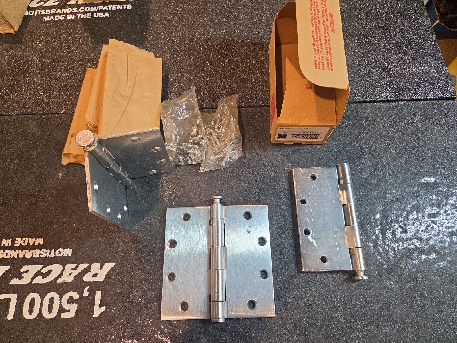Hager BB1279 5″ x 5″ US26D Satin Chrome Ball Bearing Door Hinges 3 Pack NOS
