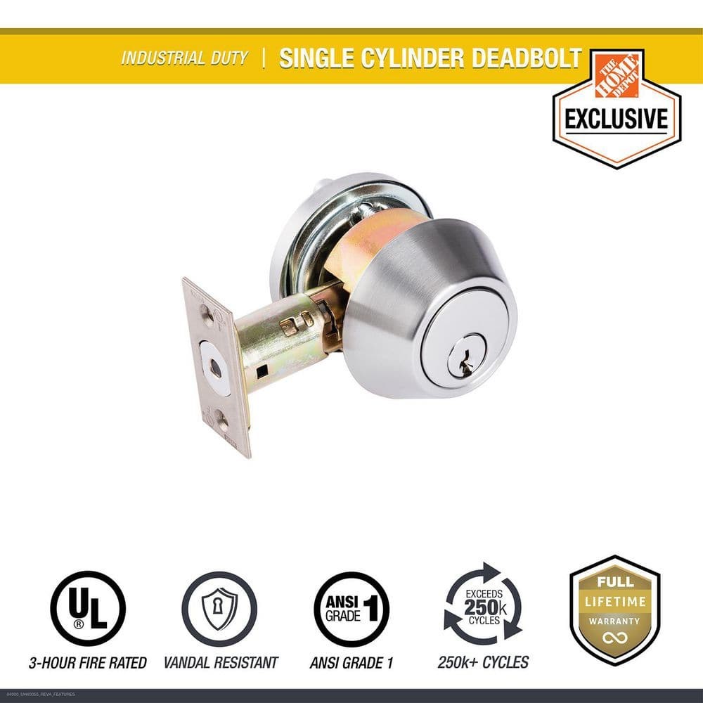 Universal Hardware Commercial Single Cylinder UL Fire Rated Grade 1 Satin Chrome