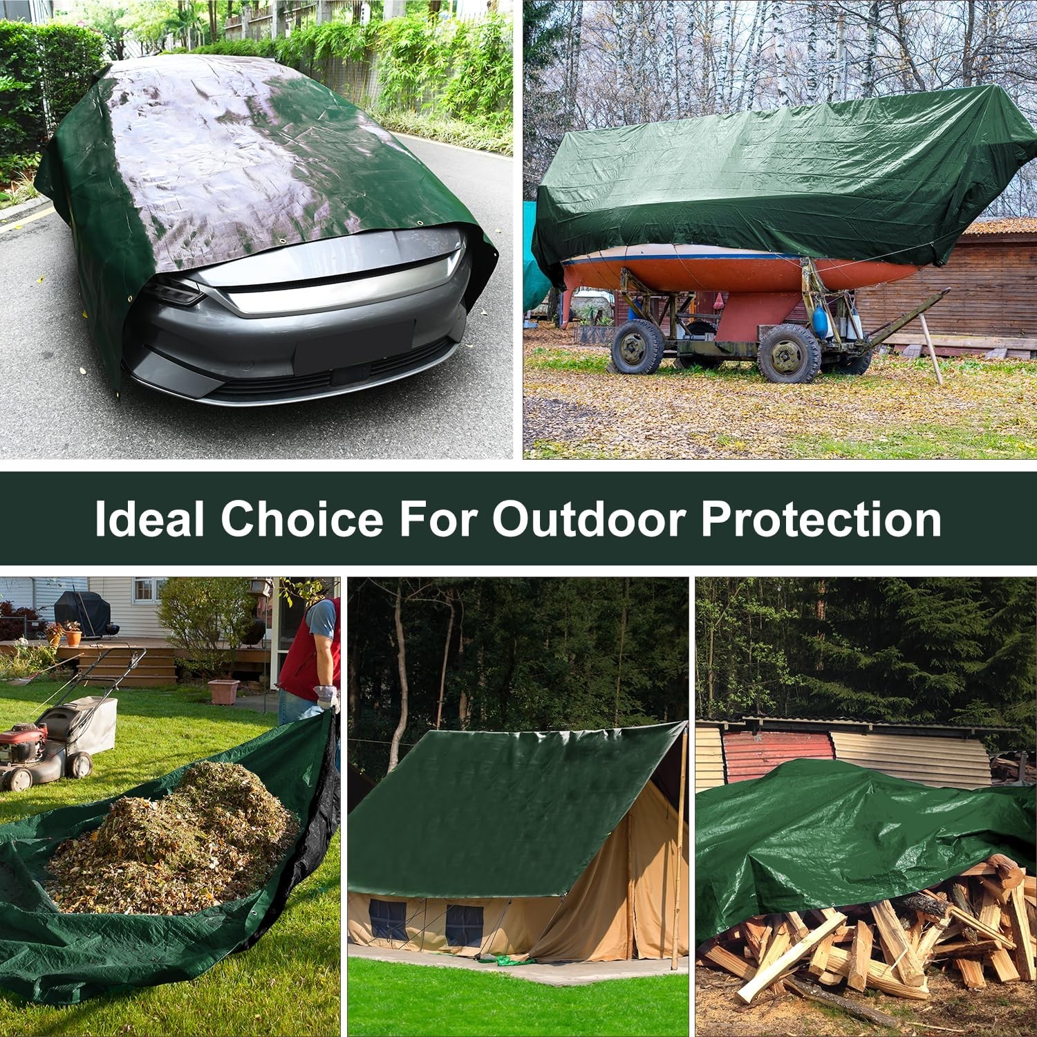 Large Tarp 12×20 FT 16 Mil Heavy Duty Waterproof Tarps Green | 420D Thick Pla…